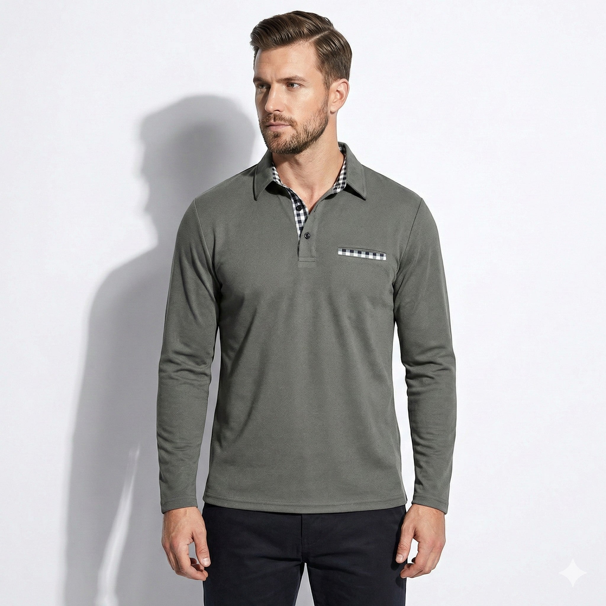 Jack - Men's Long Sleeve Polo Shirt with Classic Collar