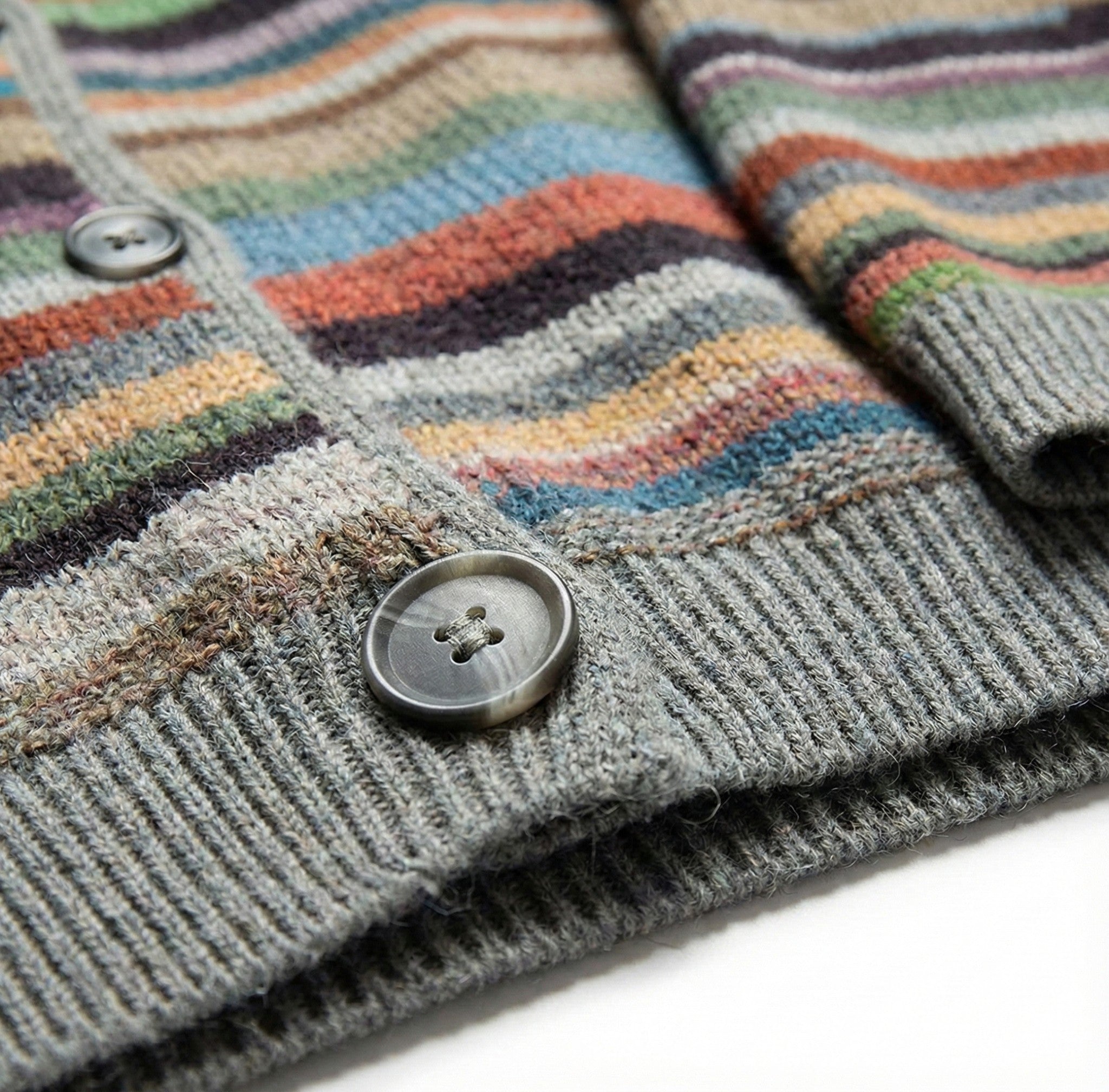 Women’s Multi-Color Striped Cardigan with Button Front