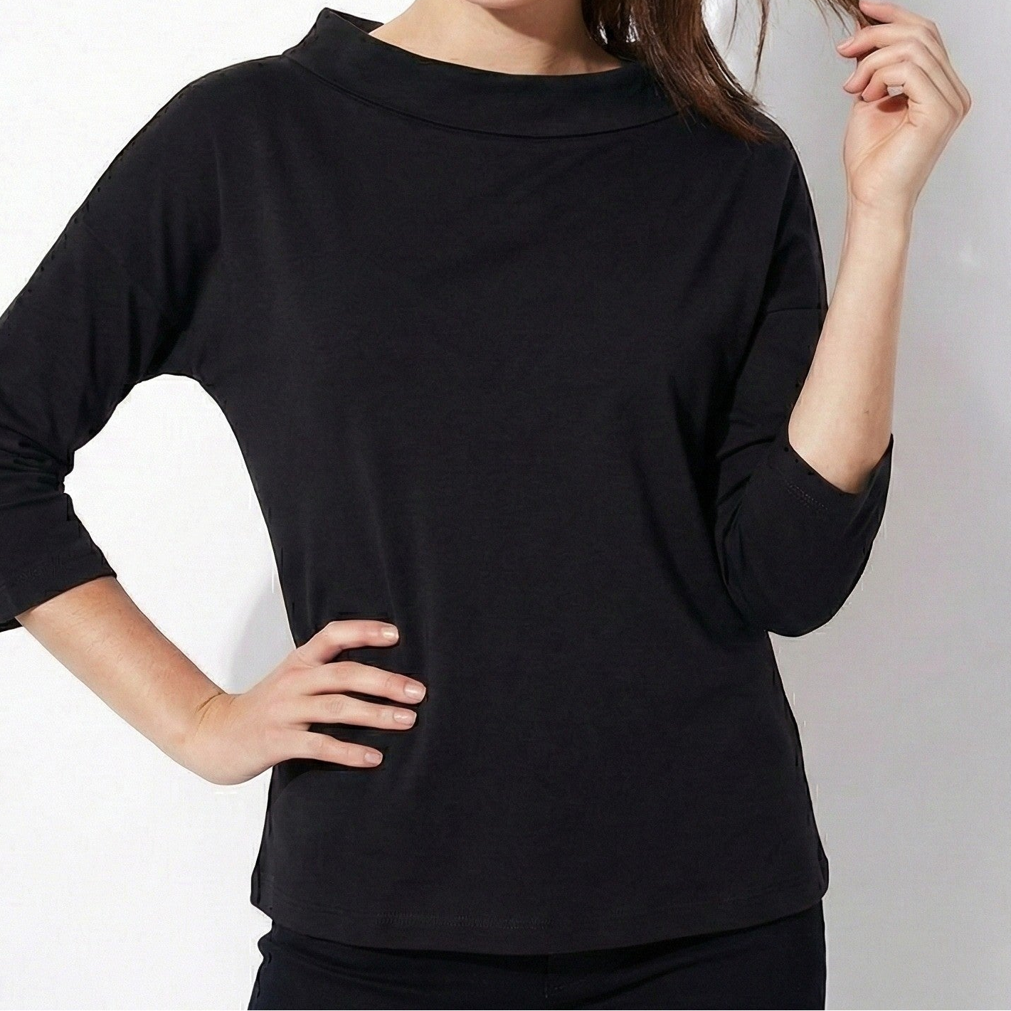 Louise - Women’s Boat Neck Top with Rolled Collar