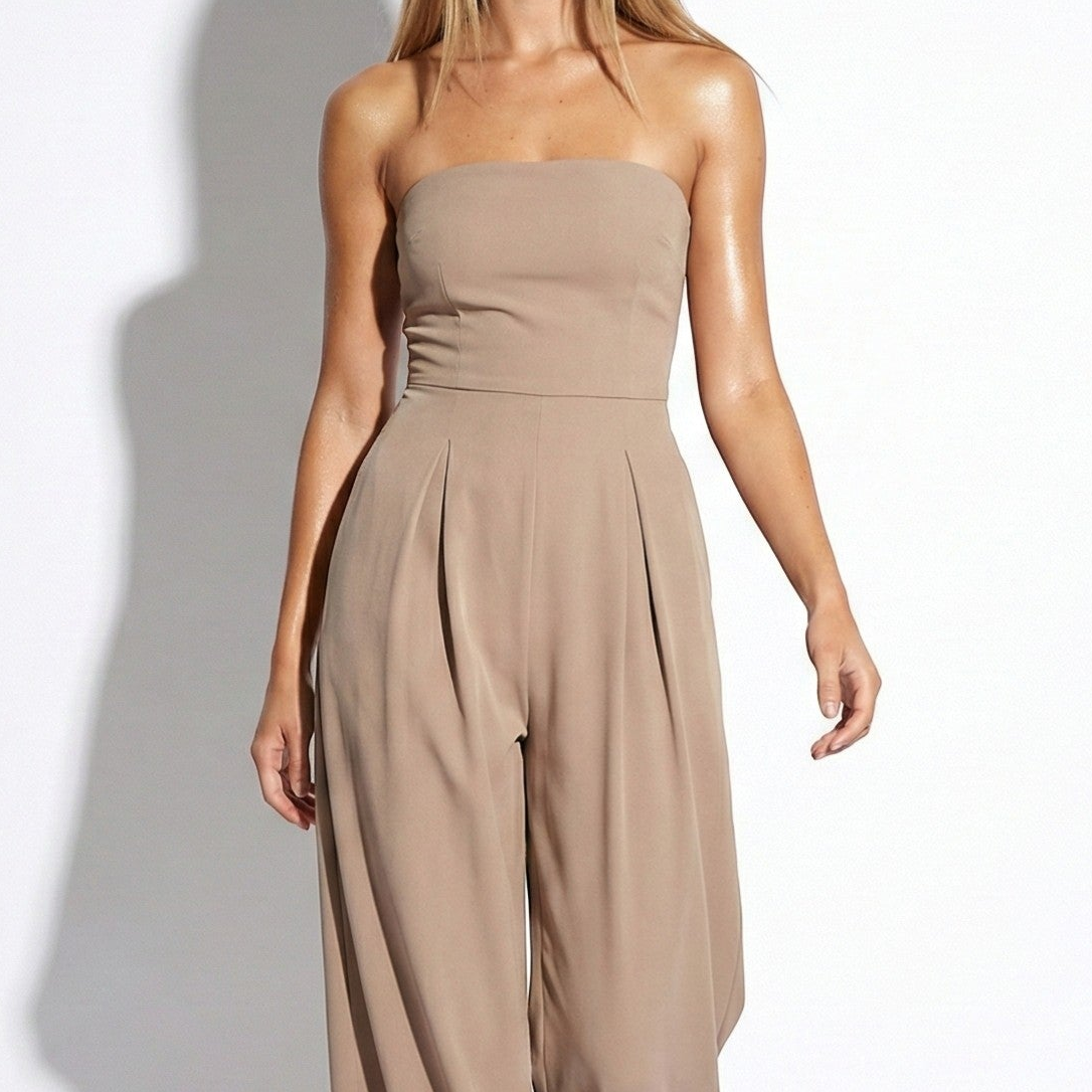 Amelia - Women's Strapless Wide Leg Jumpsuit