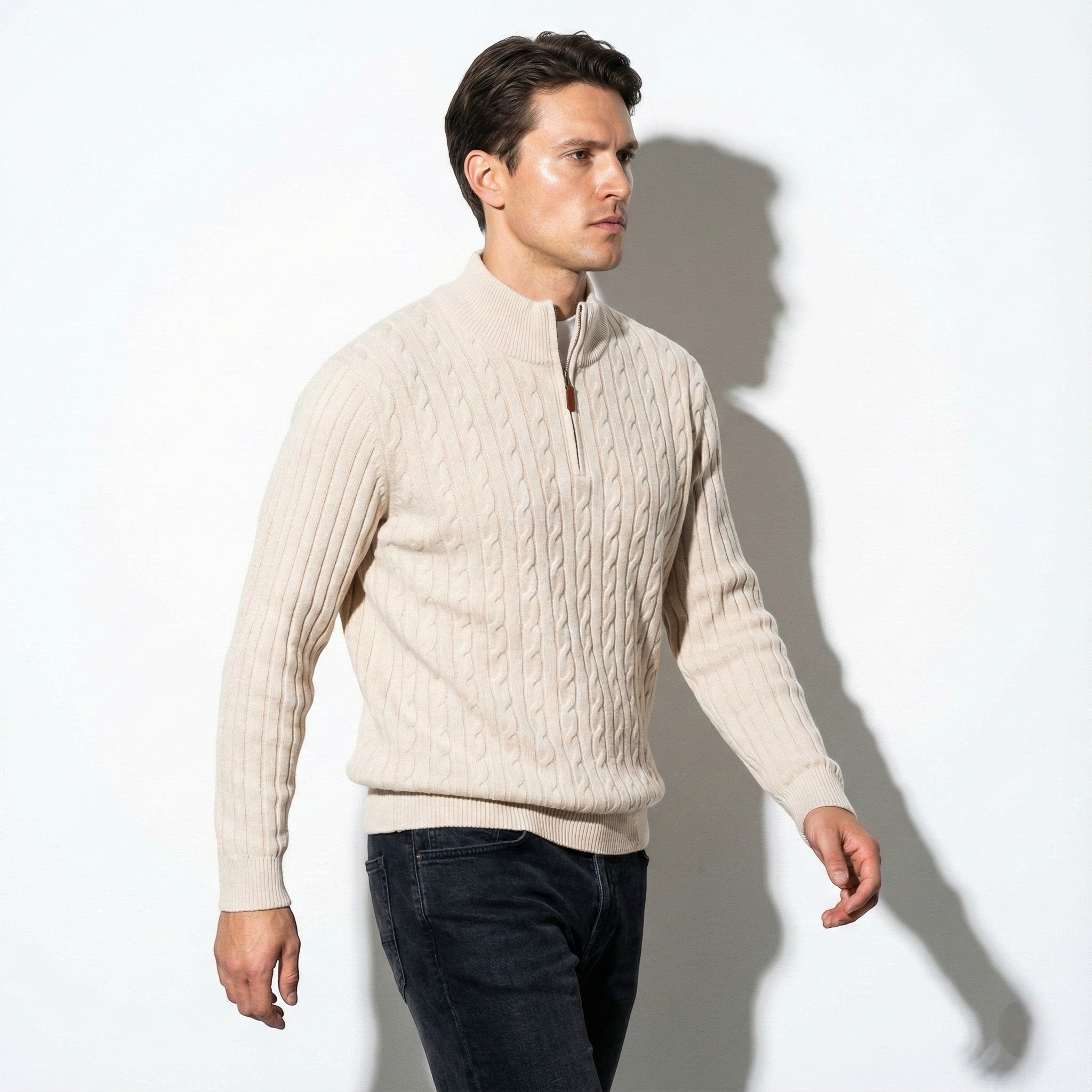 Marc – Long Sleeve Knit Sweater with Zipper