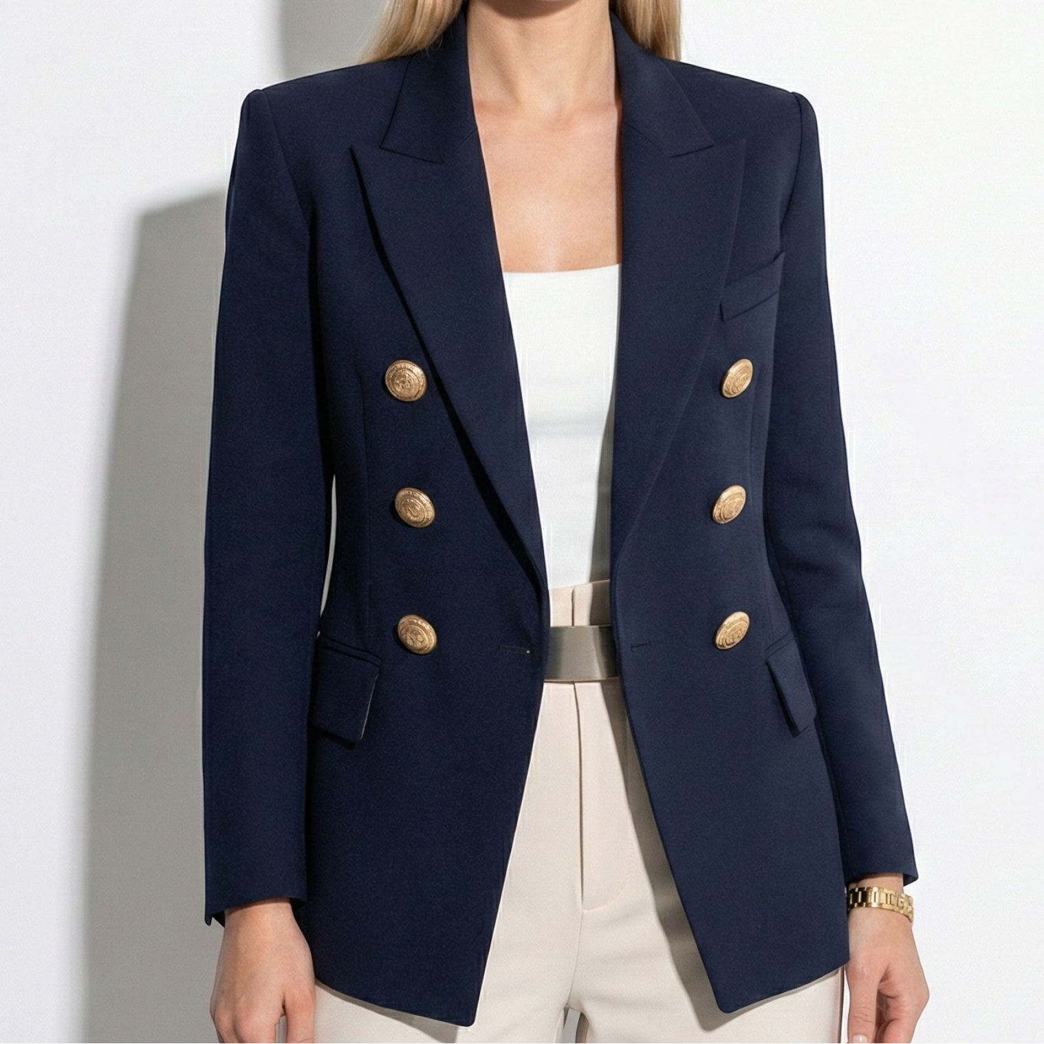 Sarah - Women's Tailored Double Breasted Blazer with Gold Buttons