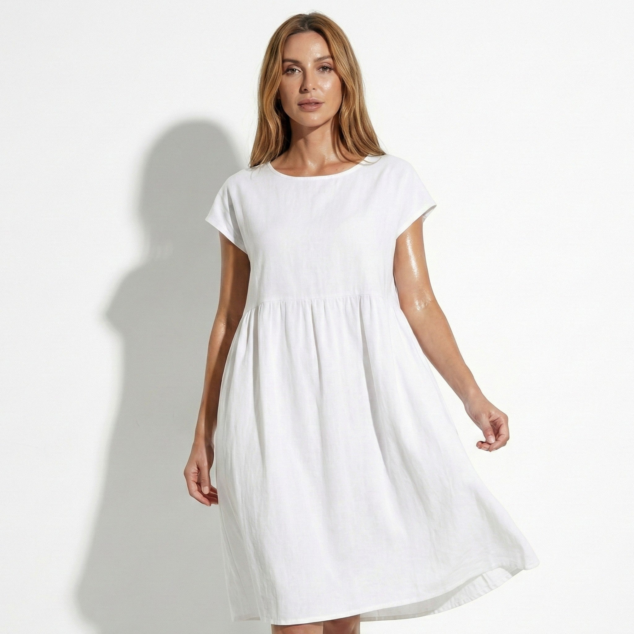 Alice - Women's Relaxed Fit Tunic Midi Dress