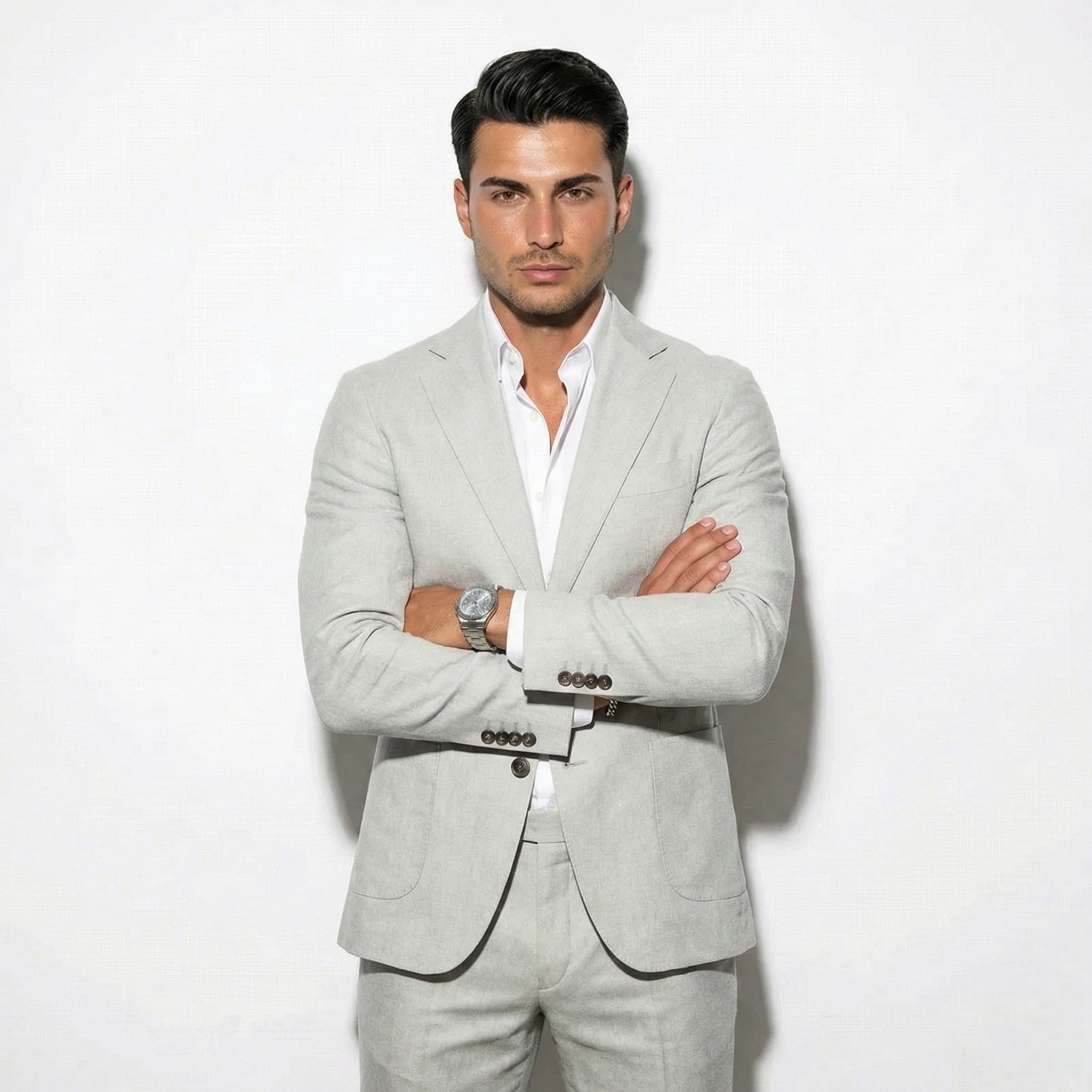 Thomas - Men's Slim Fit Textured Suit with Notch Lapel