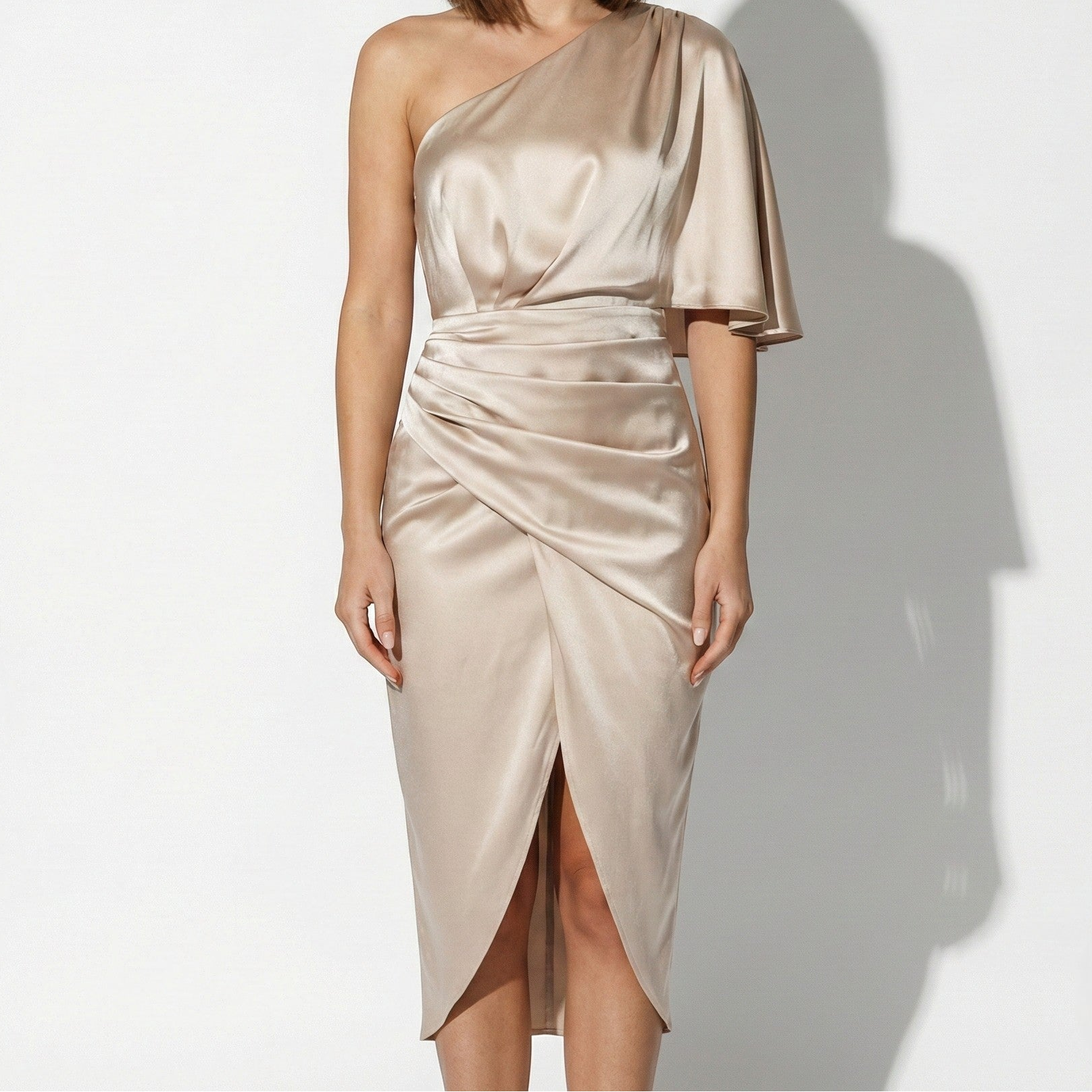 Sophia - Women's One Shoulder Midi Dress