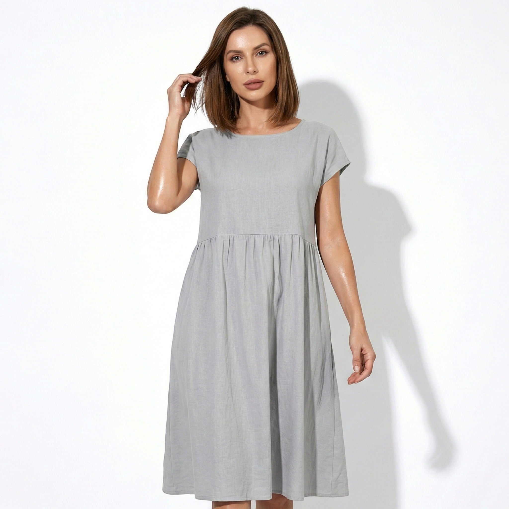 Alice - Women's Relaxed Fit Tunic Midi Dress