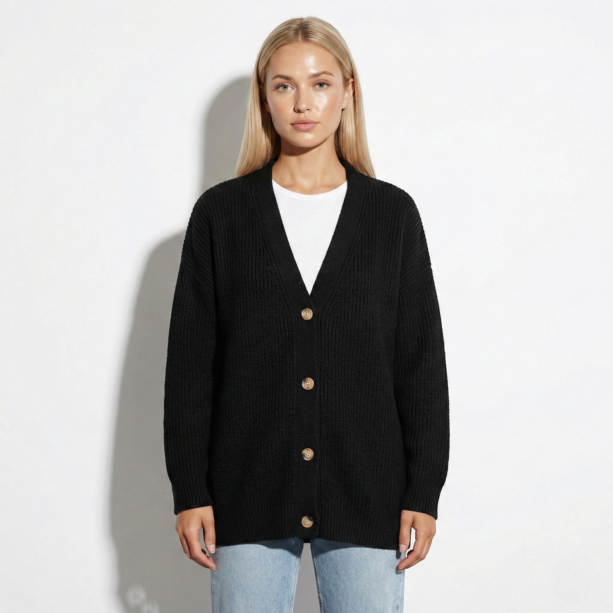 Millie - Women's Oversized Knit Cardigan with Button Closure