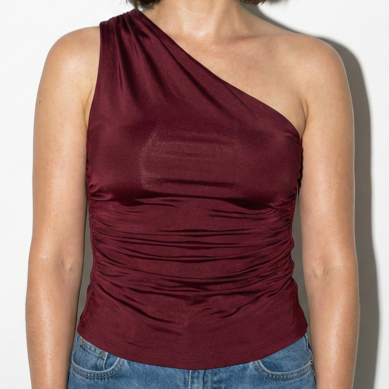 Alice - Women's Ruched One-Shoulder Sleeveless Top