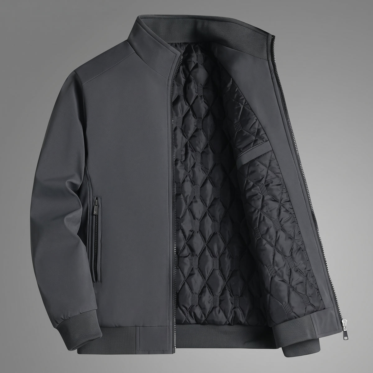 Tom - Men's Water-Resistant Quilted Jacket with Stand Collar