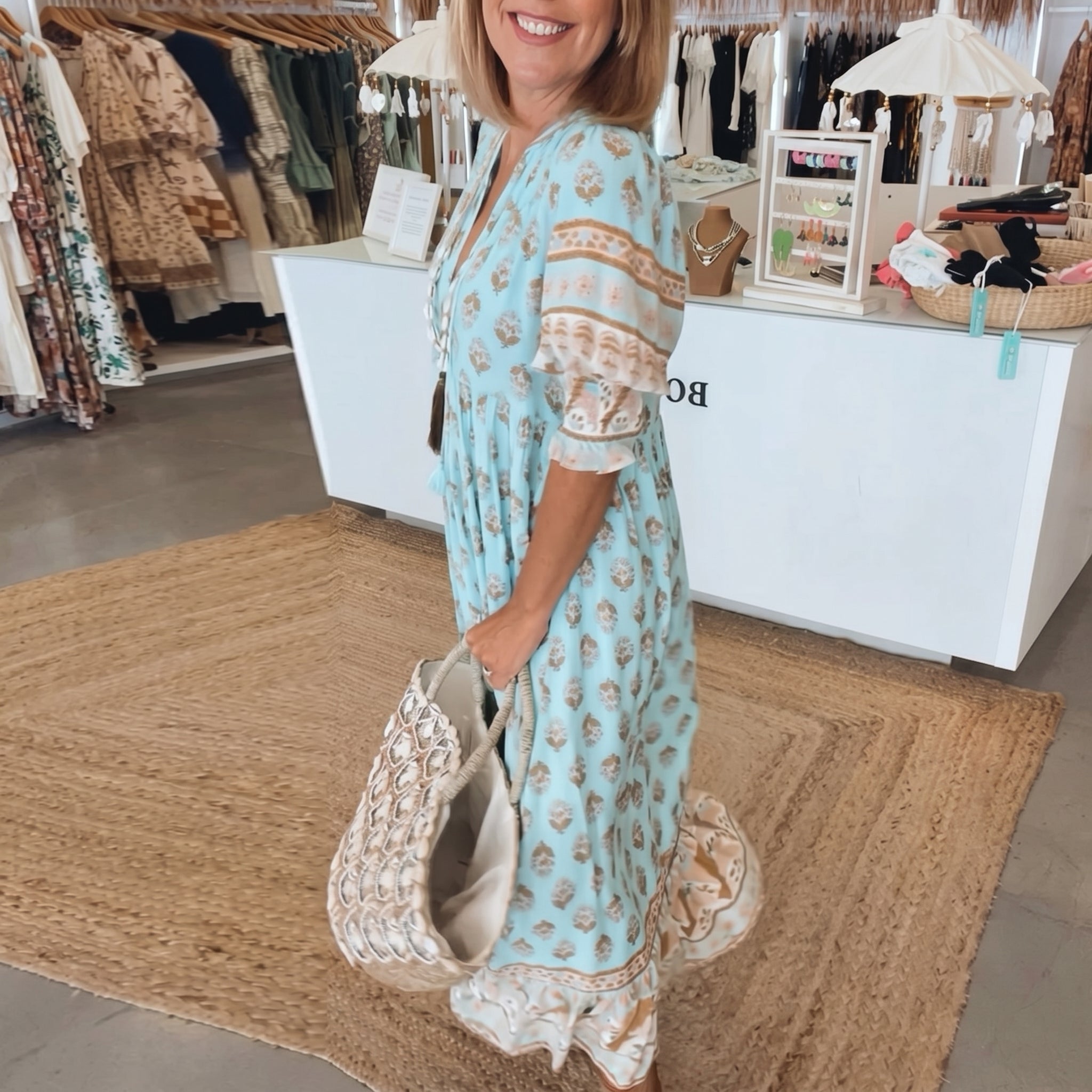 Jasmine - Women's Summer Boho Floral Tassel Tie Maxi Dress