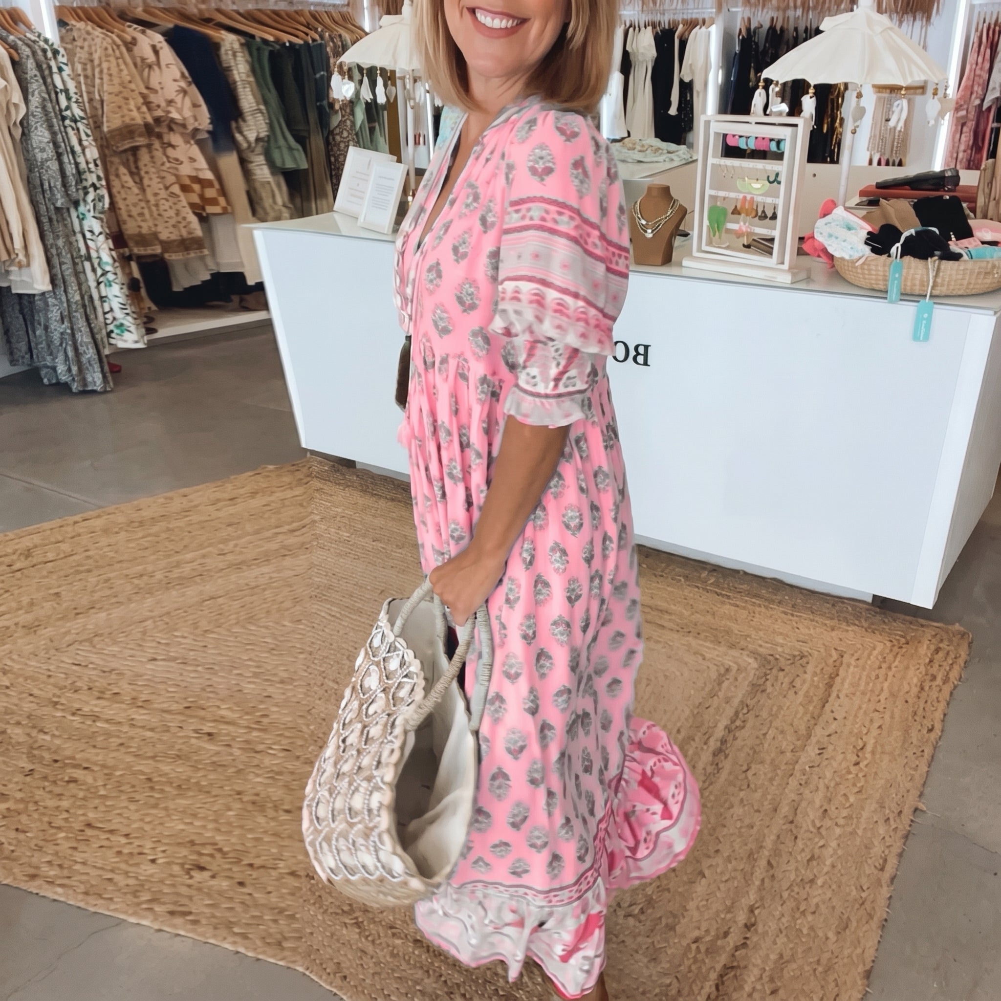 Jasmine - Women's Summer Boho Floral Tassel Tie Maxi Dress