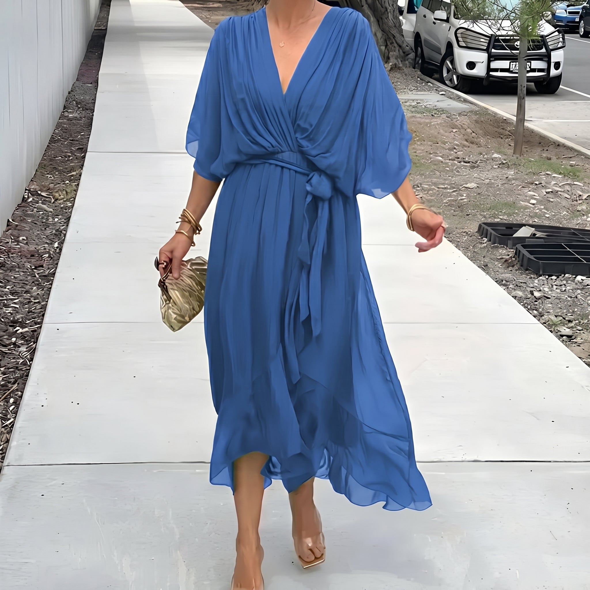 Helena - Women's Summer Wrap Chiffon Maxi Dress