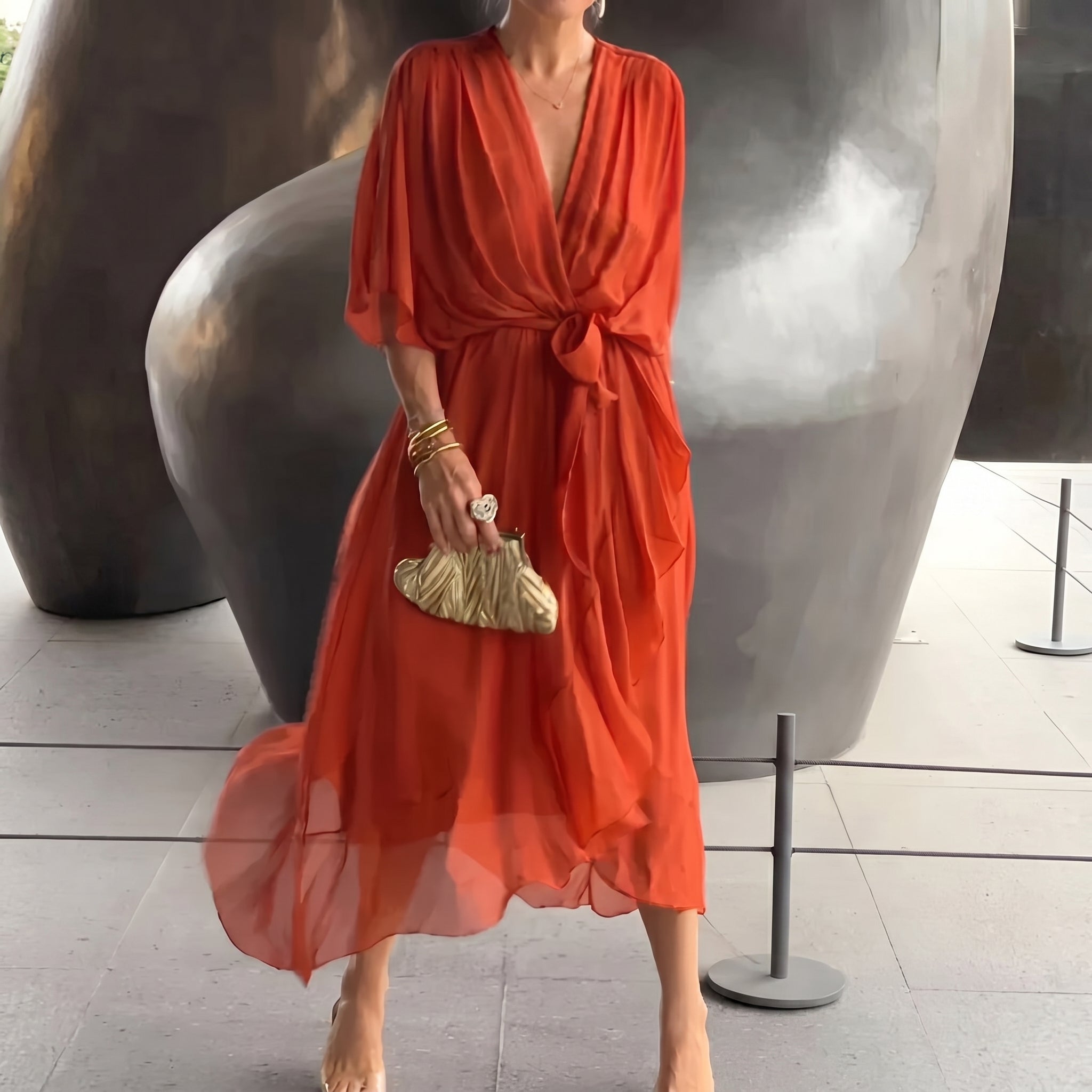 Helena - Women's Summer Wrap Chiffon Maxi Dress