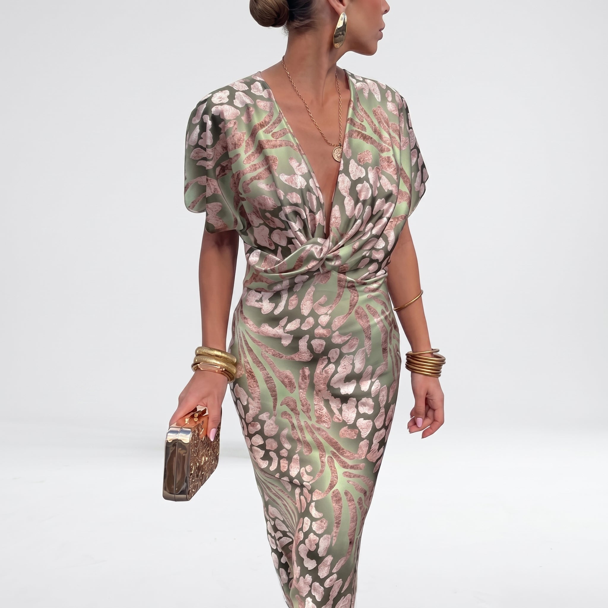 Rosie - Women's Twisted Front Wedding Guest Maxi Dress