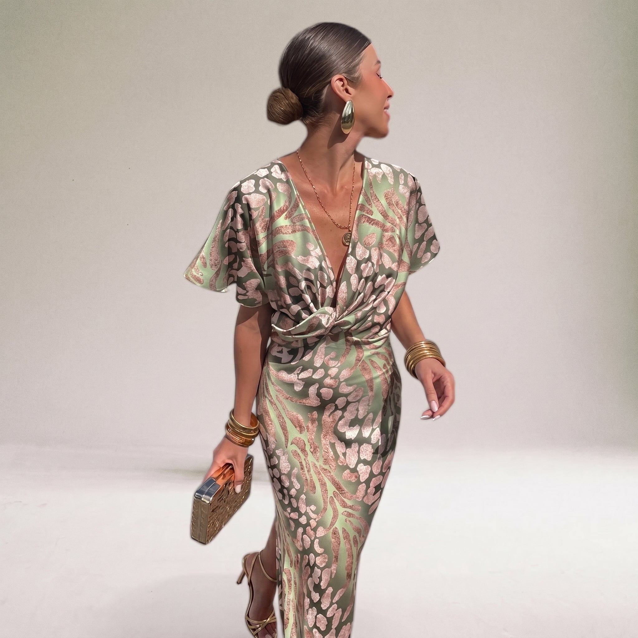 Rosie - Women's Twisted Front Wedding Guest Maxi Dress