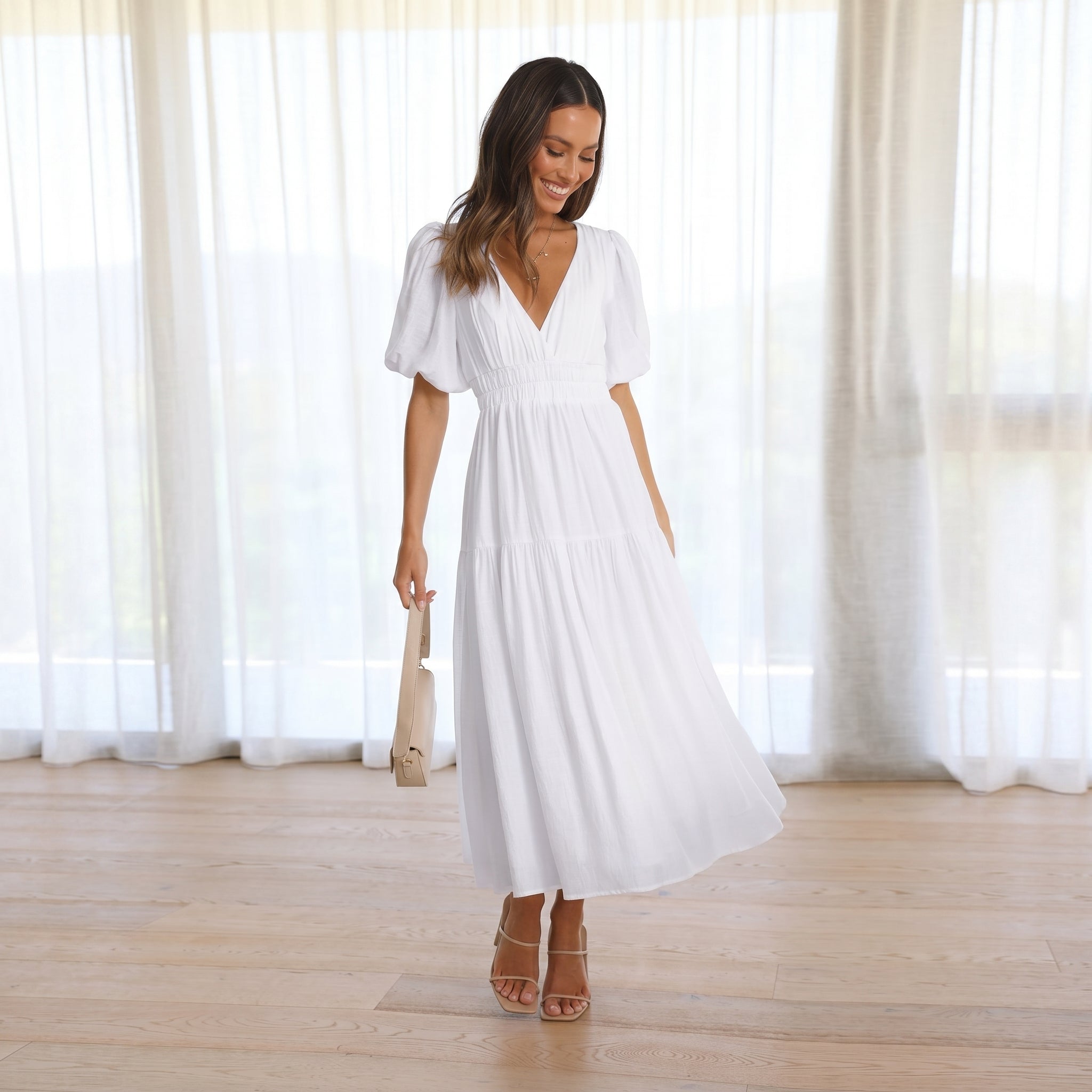 Emma - Women's Summer Smocked Waist Maxi Dress