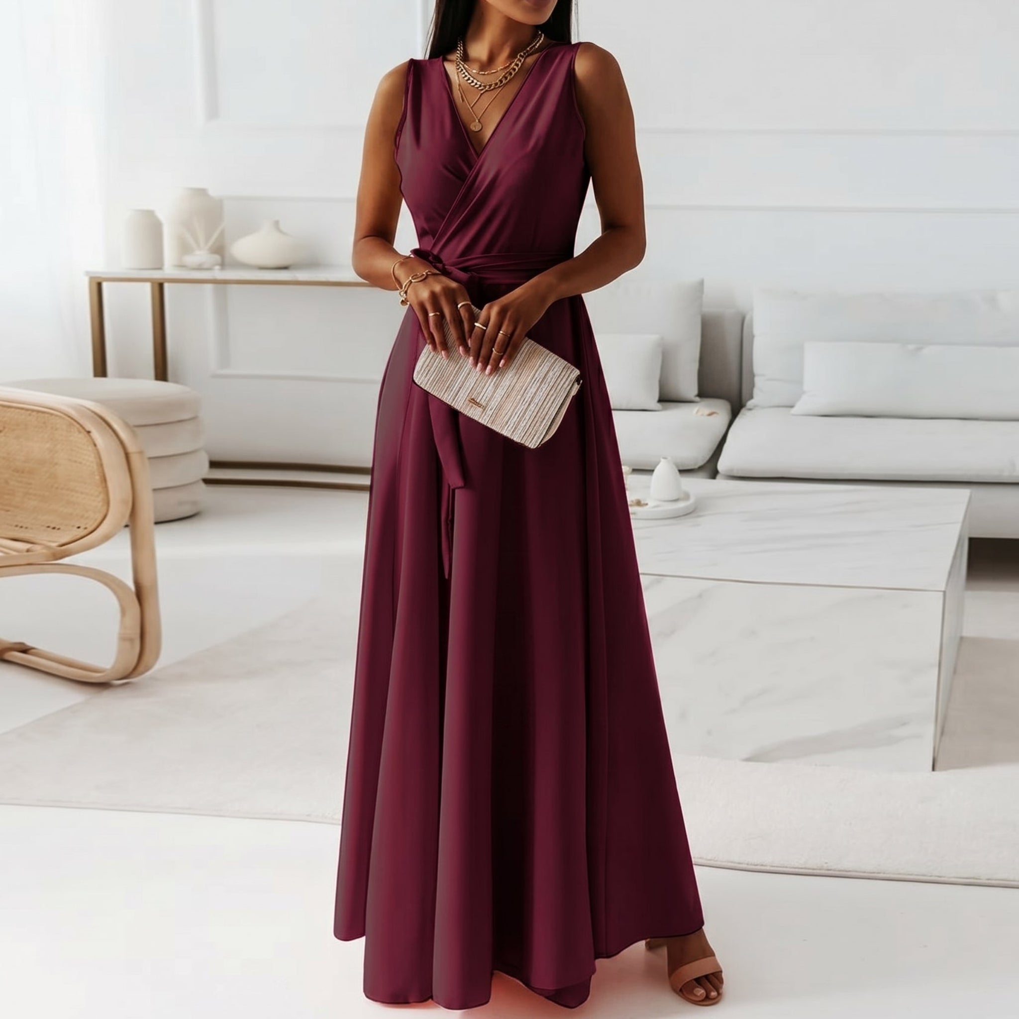 Isabella - Women's Summer Wrap V-Neck Maxi Dress