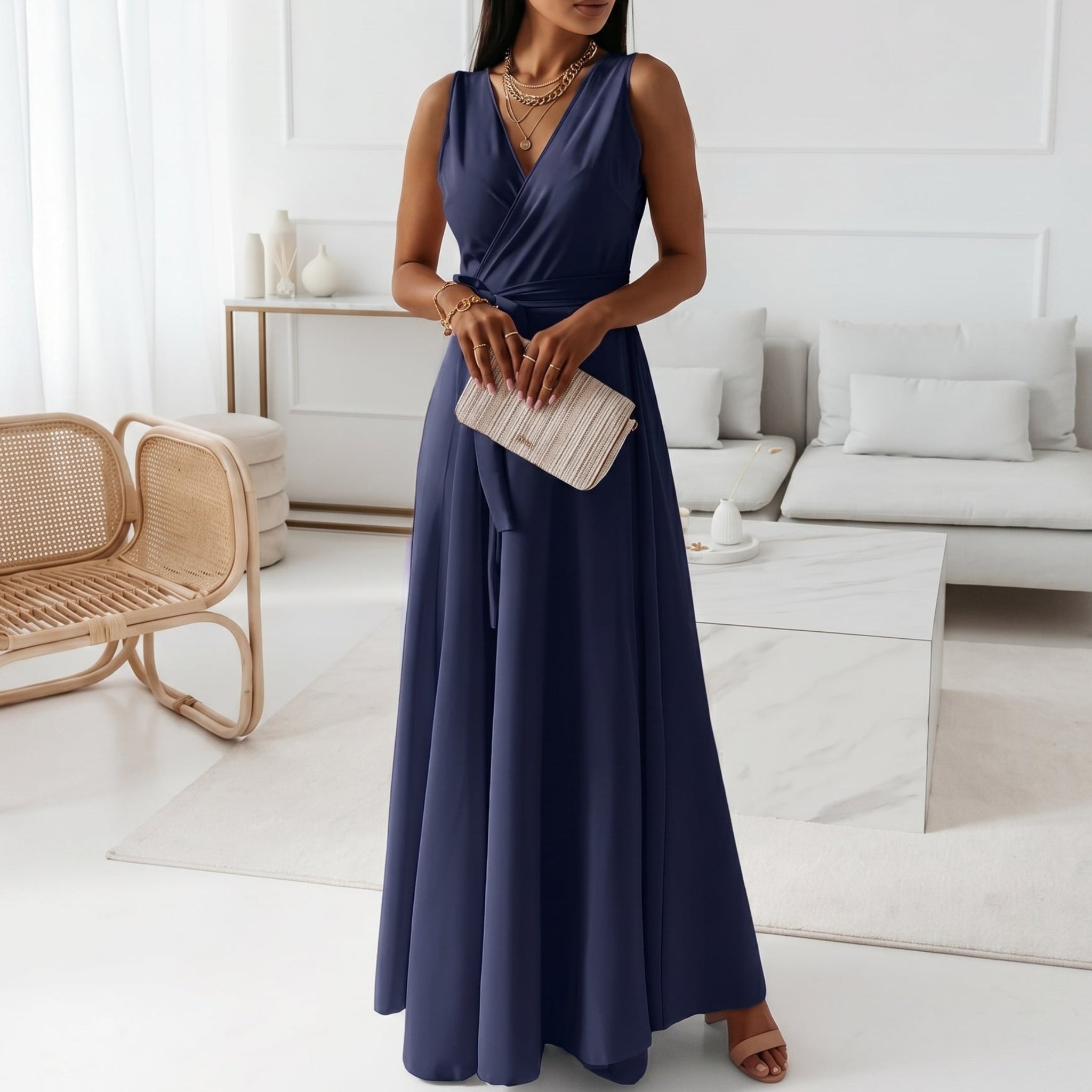 Isabella - Women's Summer Wrap V-Neck Maxi Dress
