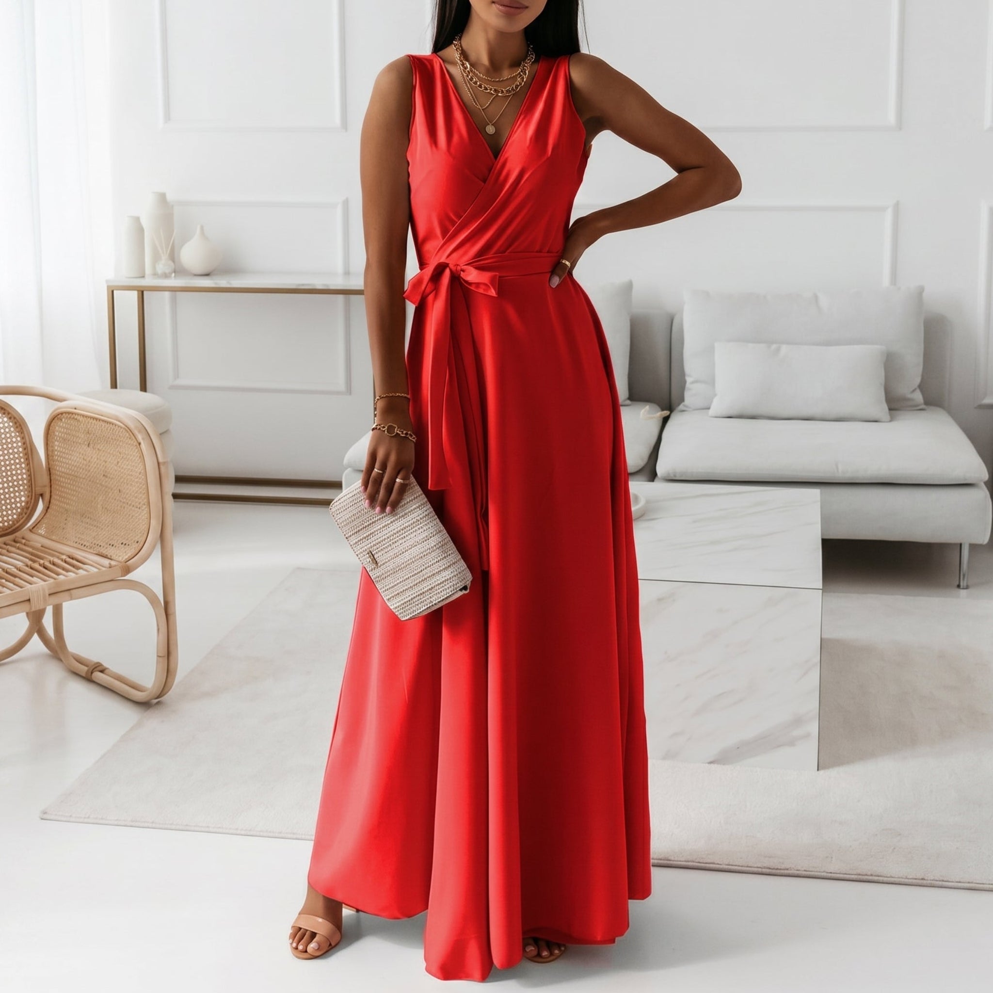 Isabella - Women's Summer Wrap V-Neck Maxi Dress