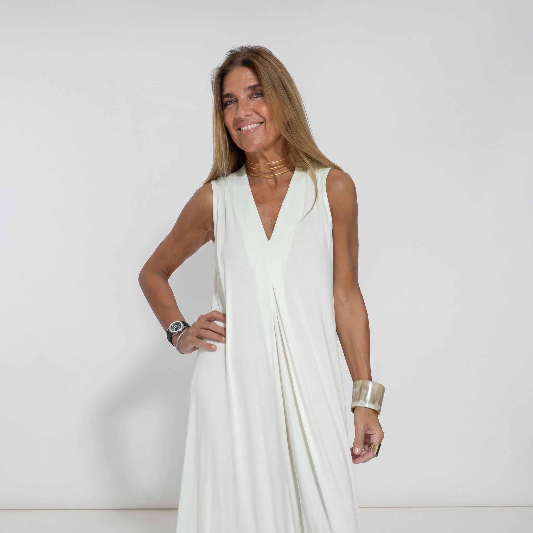 Alwine - Women's Summer Sleeveless Pleated Maxi Dress