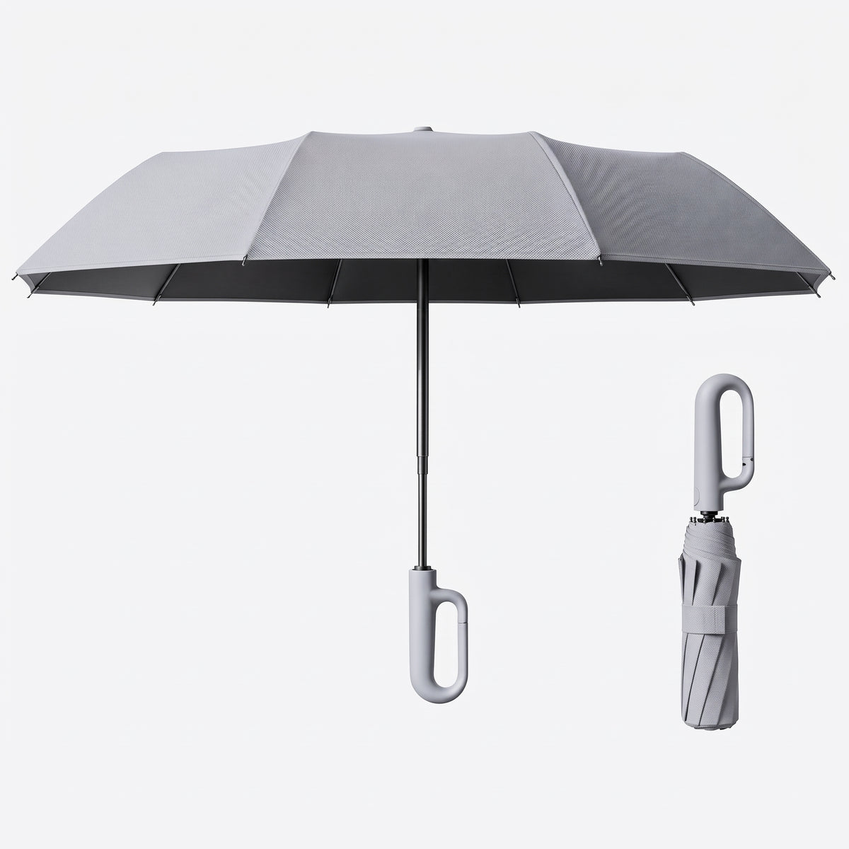Automatic Windproof Compact Umbrella with Carabiner Handle