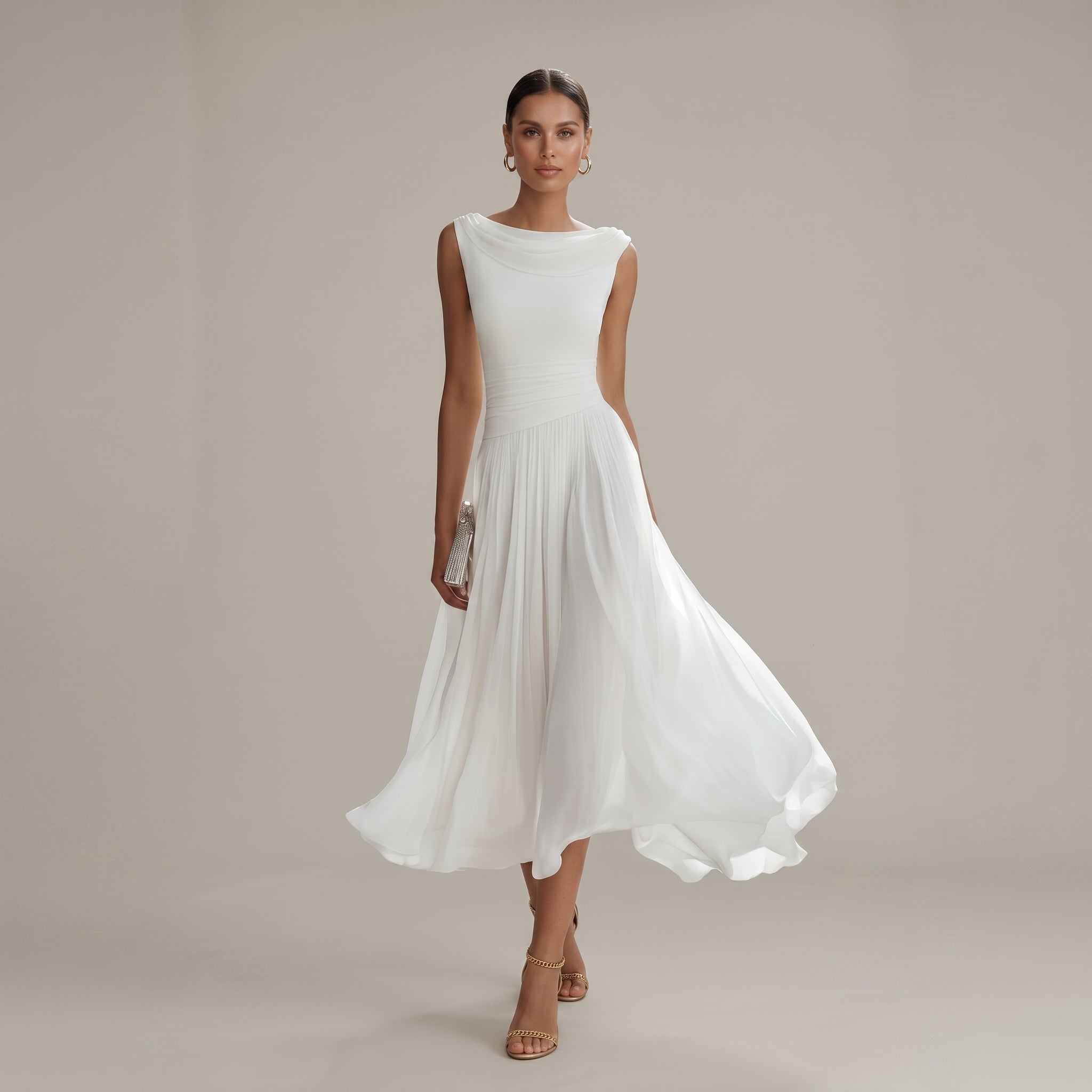 Georgia - Women's Wedding Guest Pleated Midi Dress