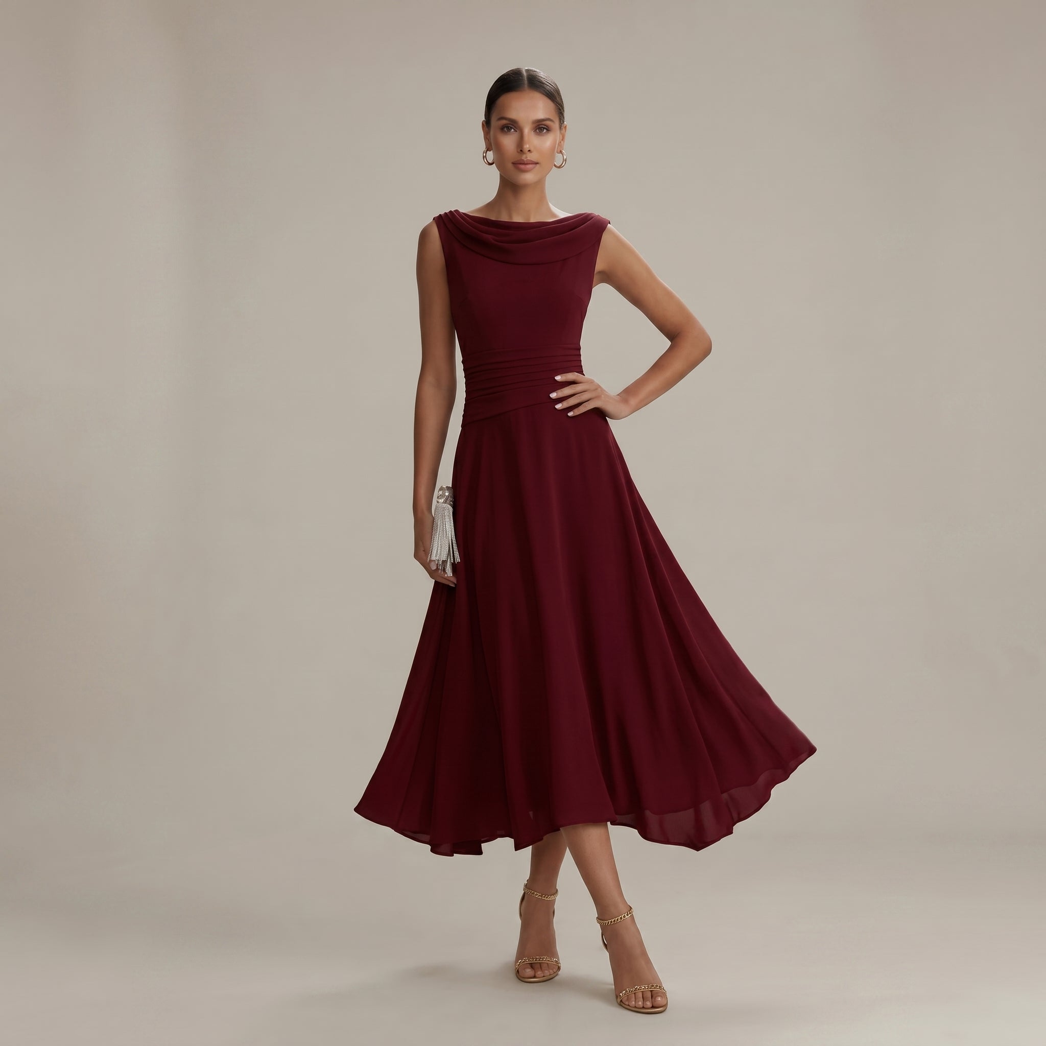 Georgia - Women's Wedding Guest Pleated Midi Dress