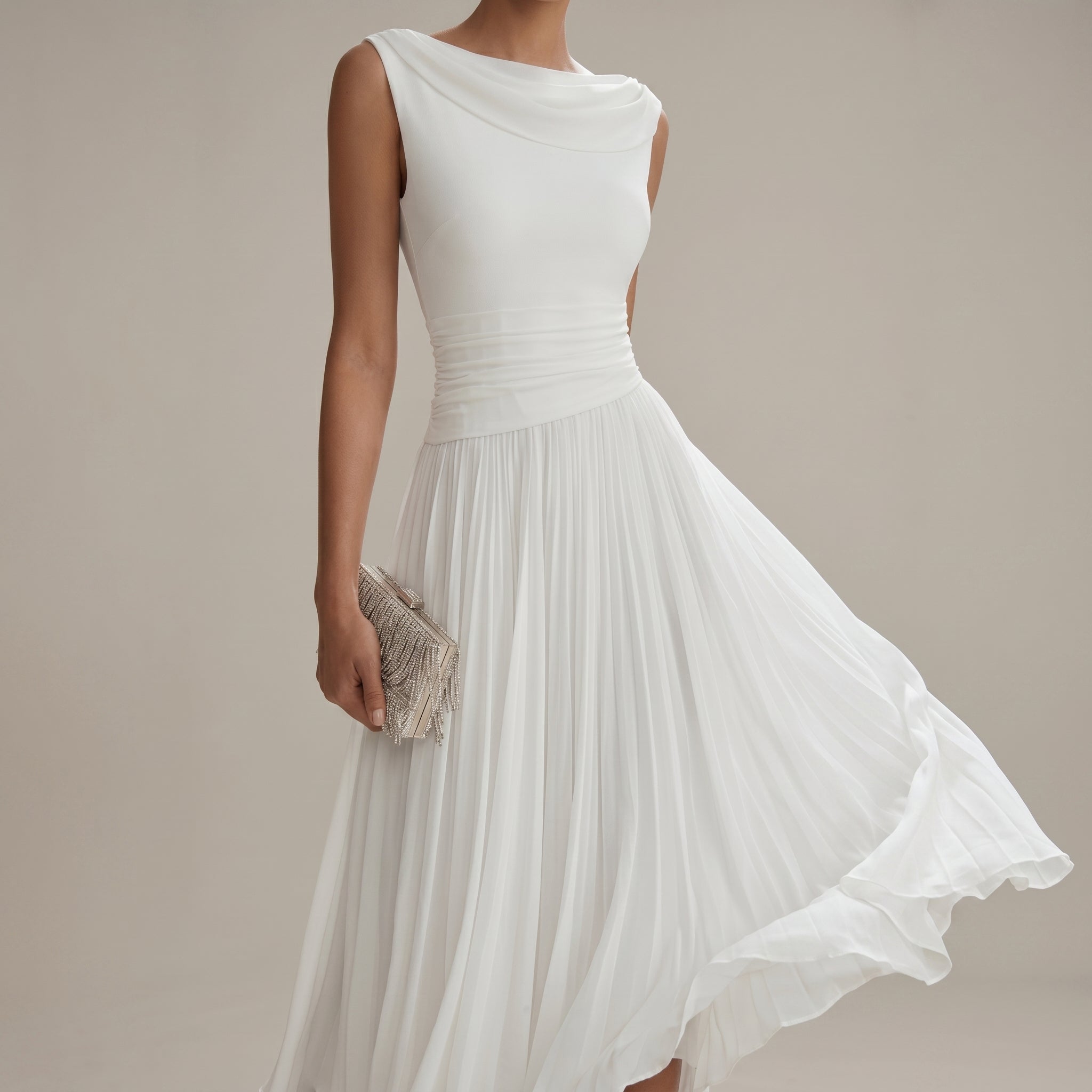 Georgia - Women's Wedding Guest Pleated Midi Dress