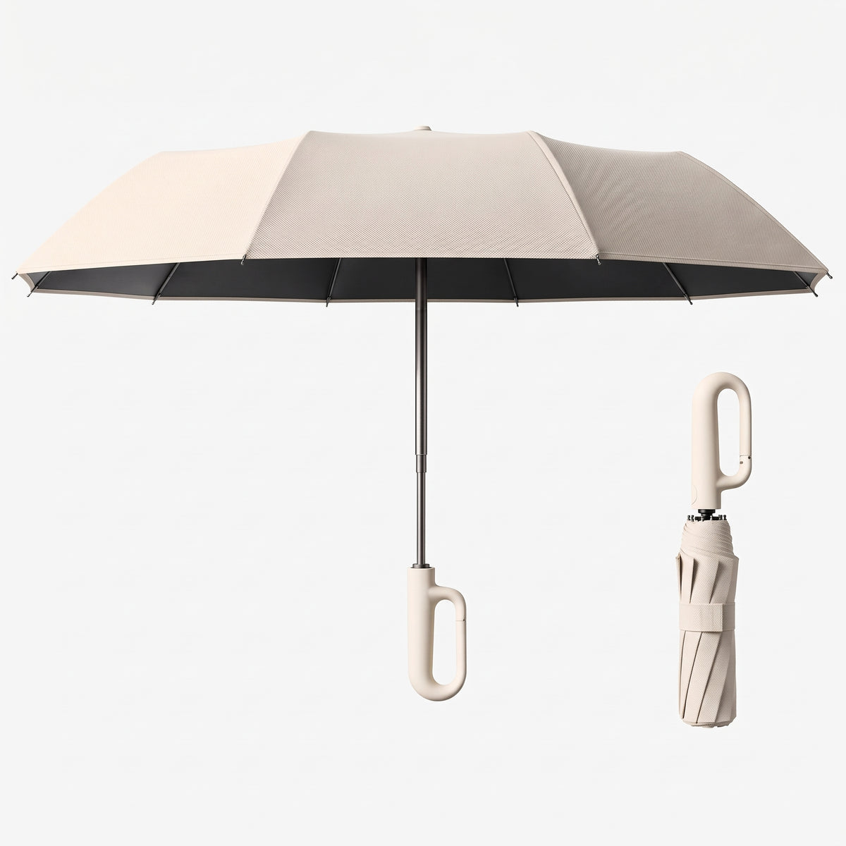 Automatic Windproof Compact Umbrella with Carabiner Handle