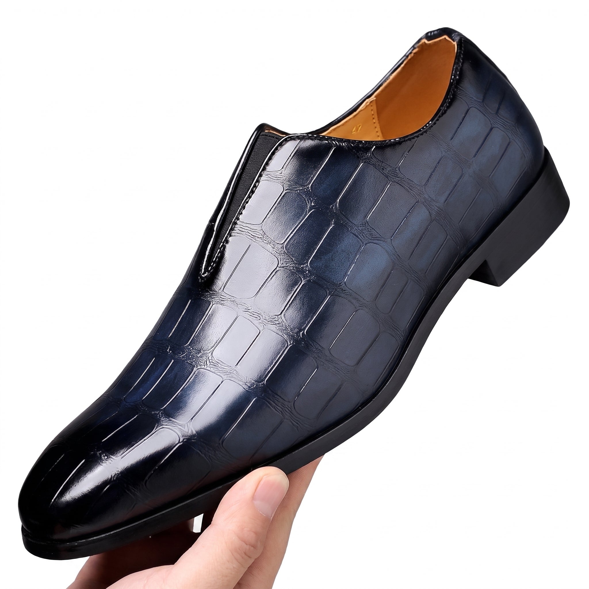 Oliver - Men's Croc Embossed Pointed Toe Wedding Shoes