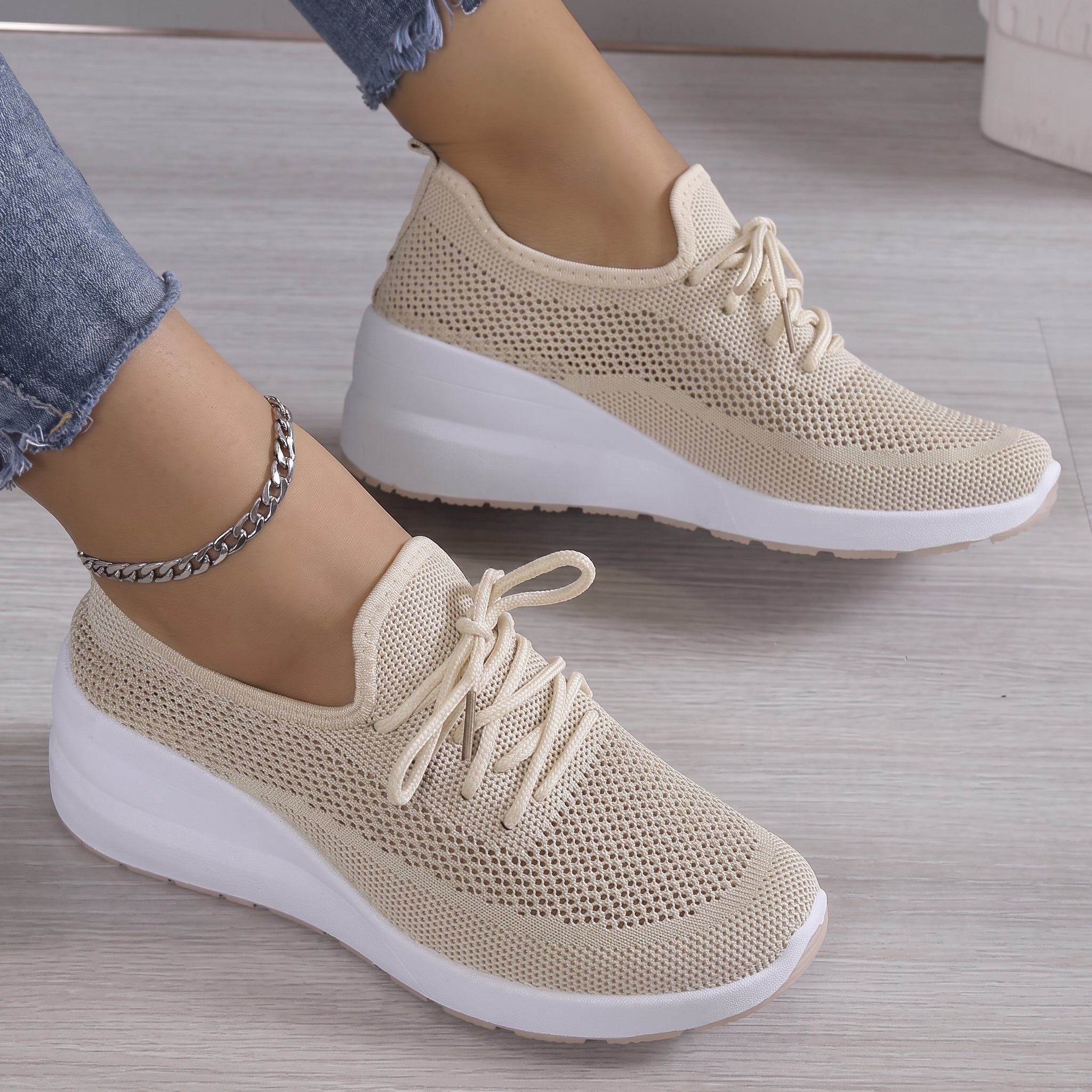 Alice - Women's Orthopedic Breathable Lace-Up Wedge Sneakers