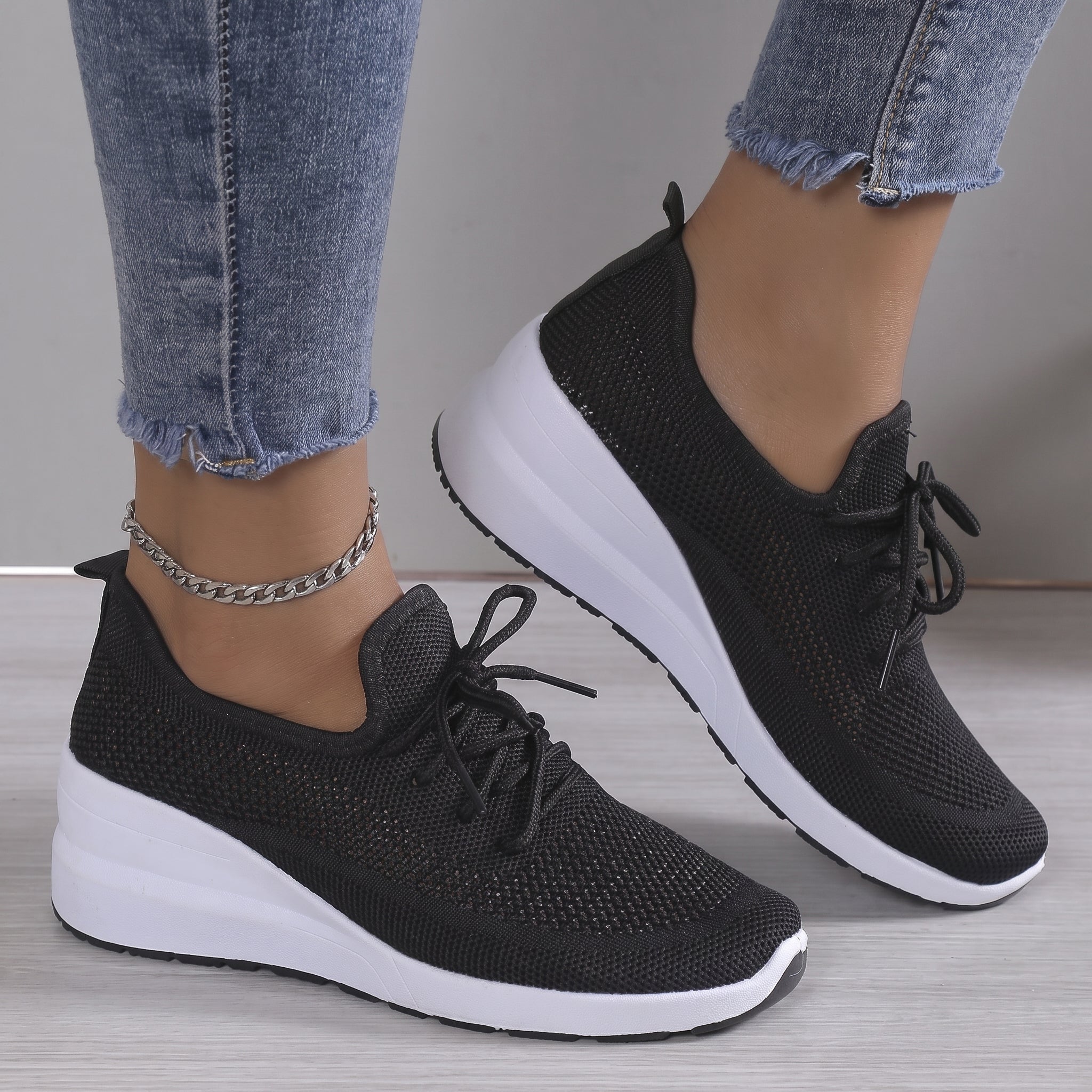 Alice - Women's Orthopedic Breathable Lace-Up Wedge Sneakers