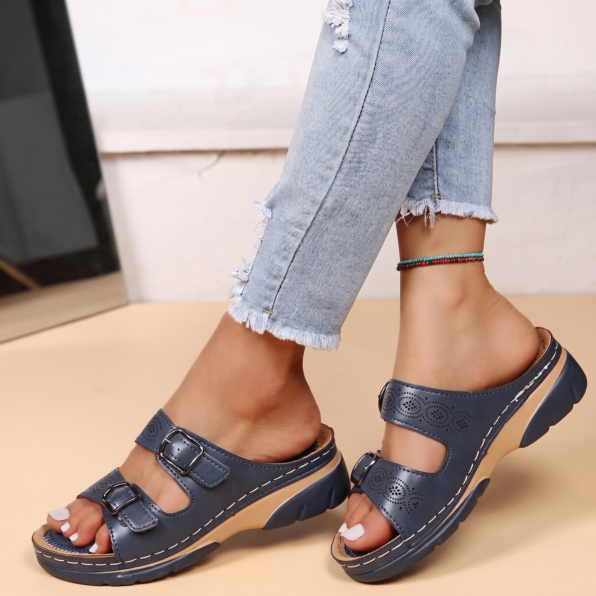 Alice - Women's Orthopedic Double Buckle Strap Wedge Sandals