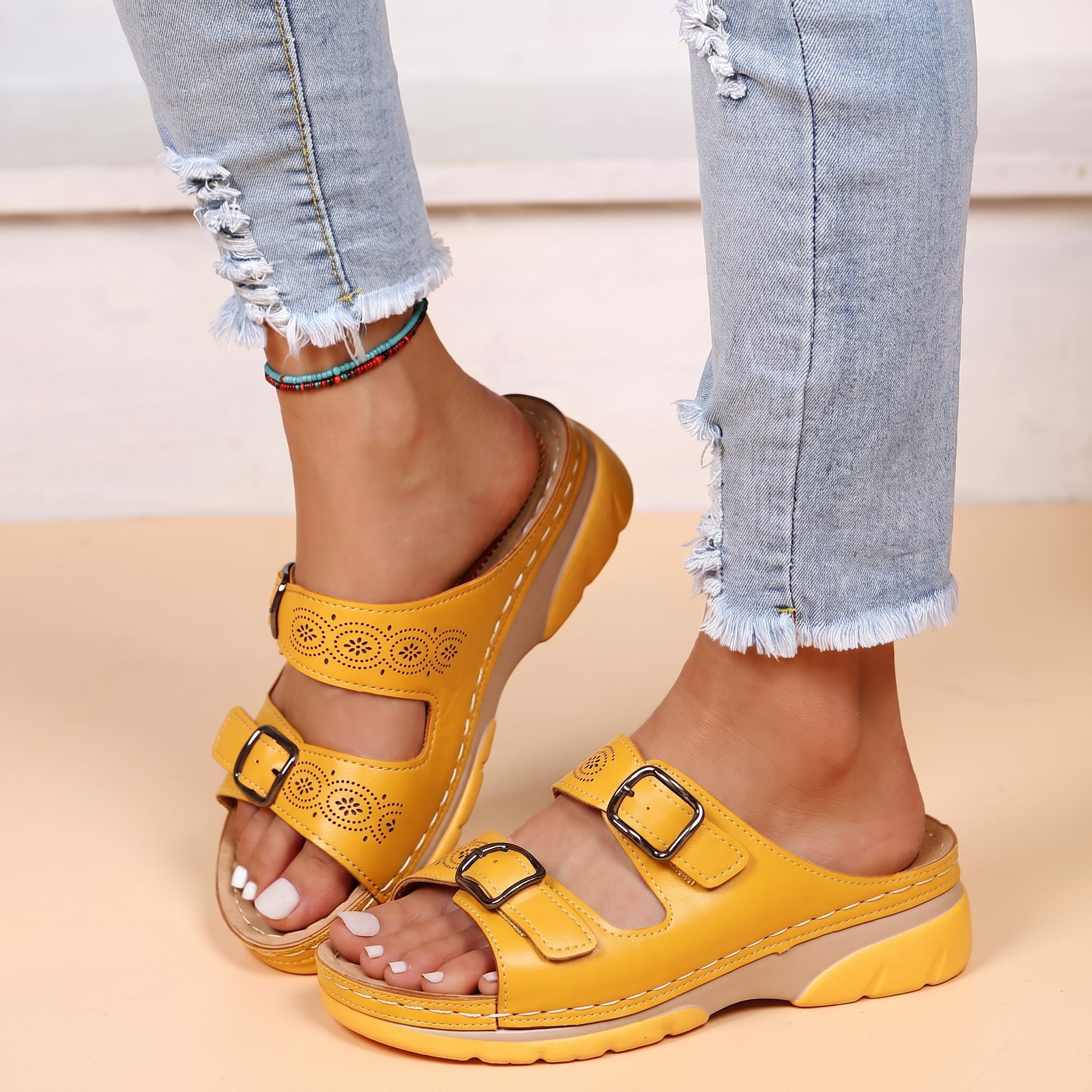 Alice - Women's Orthopedic Double Buckle Strap Wedge Sandals