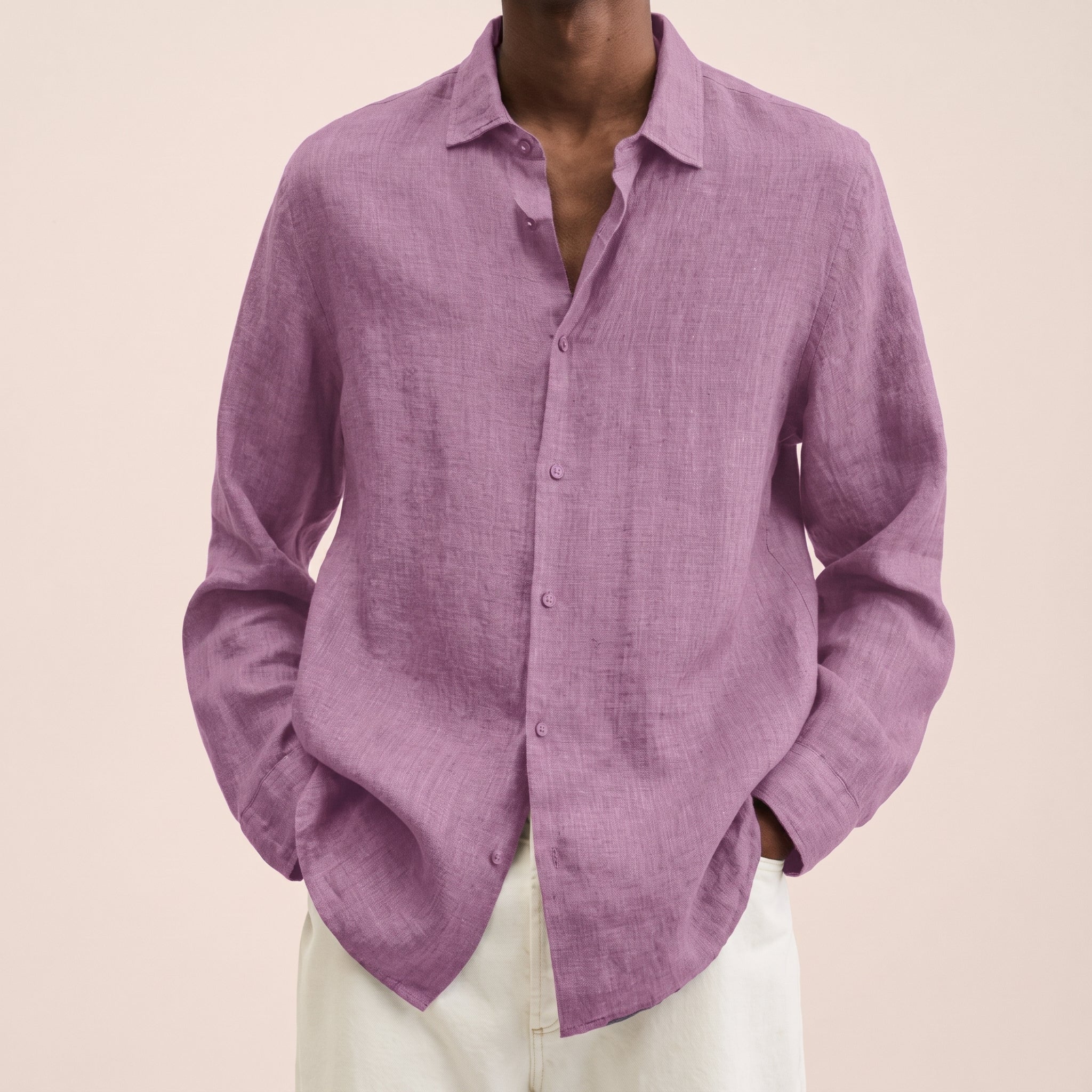 Carl - Men's Relaxed Fit Summer Long Sleeve Collared Shirt