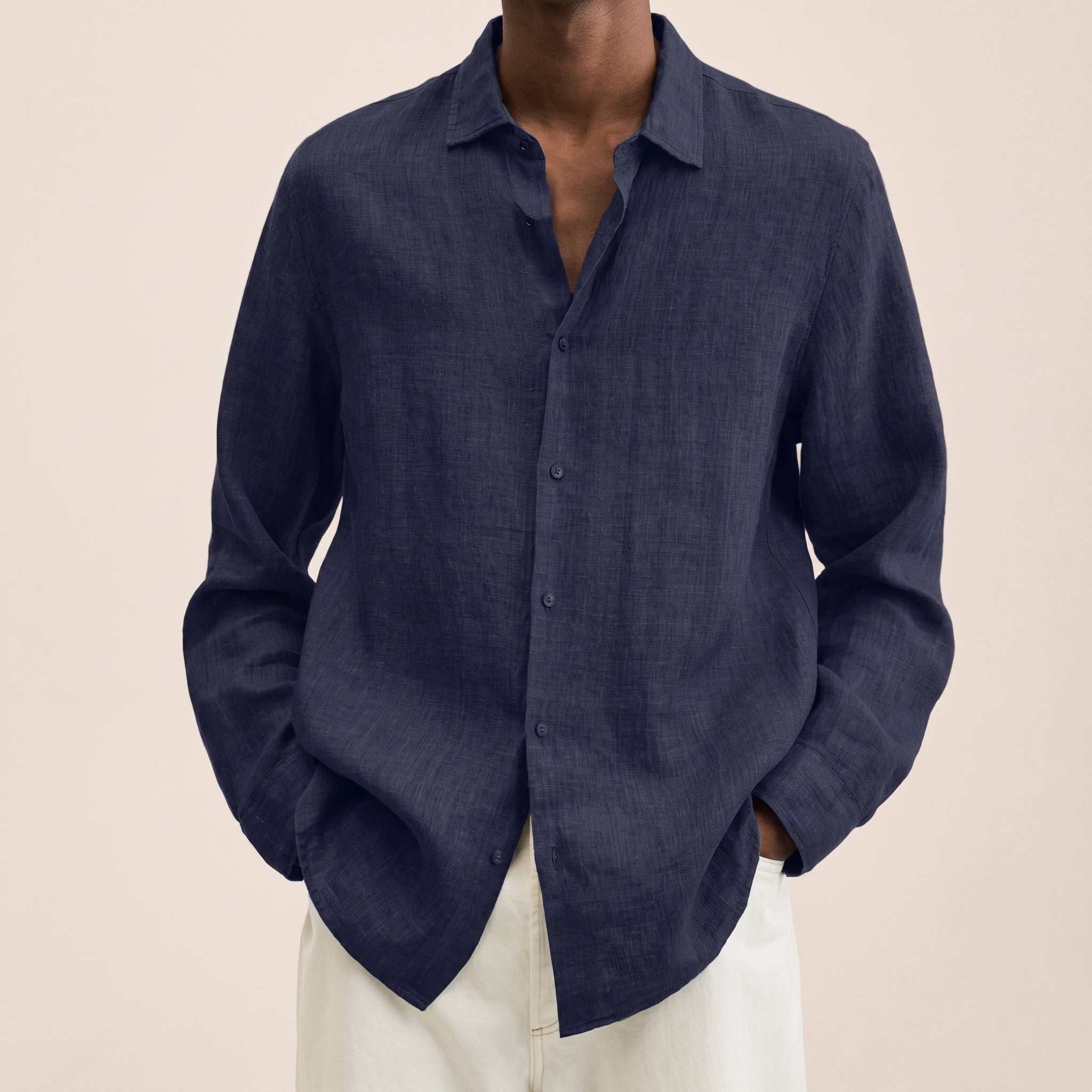 Carl - Men's Relaxed Fit Summer Long Sleeve Collared Shirt