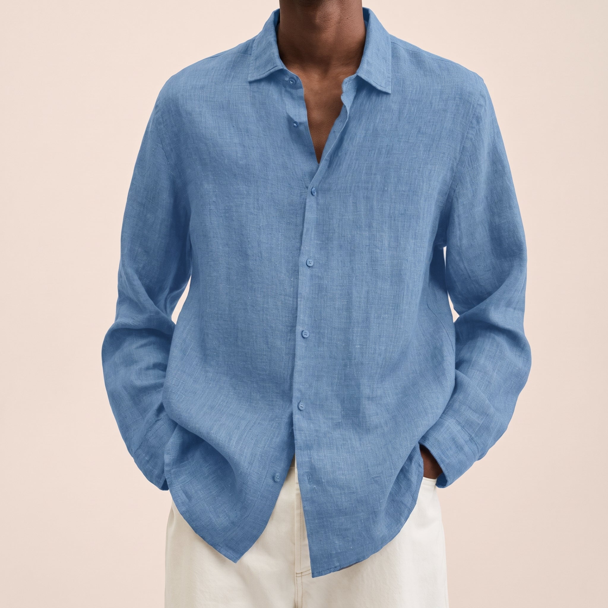Carl - Men's Relaxed Fit Summer Long Sleeve Collared Shirt