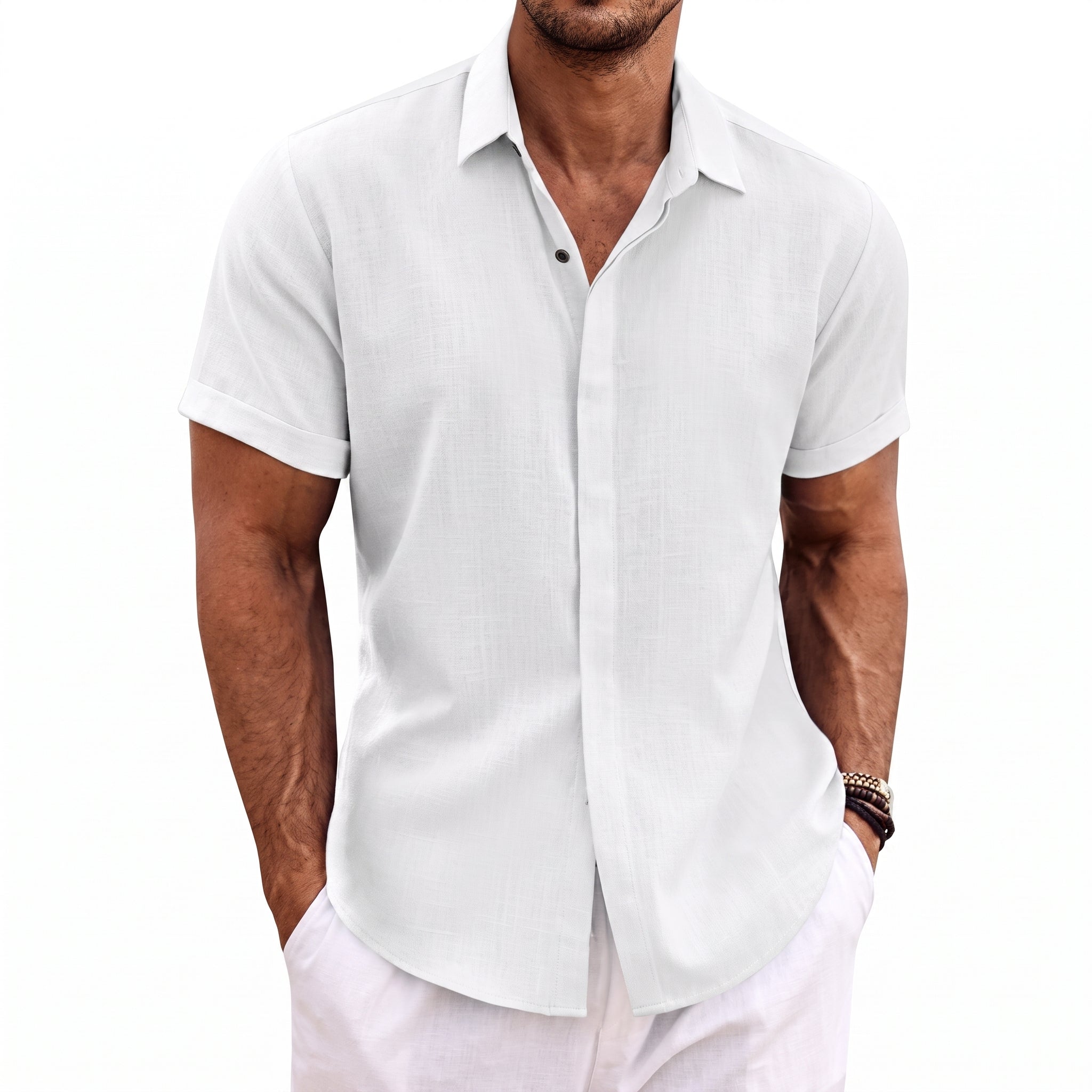 Robert - Men's Summer Concealed Placket Short Sleeve Casual Shirt