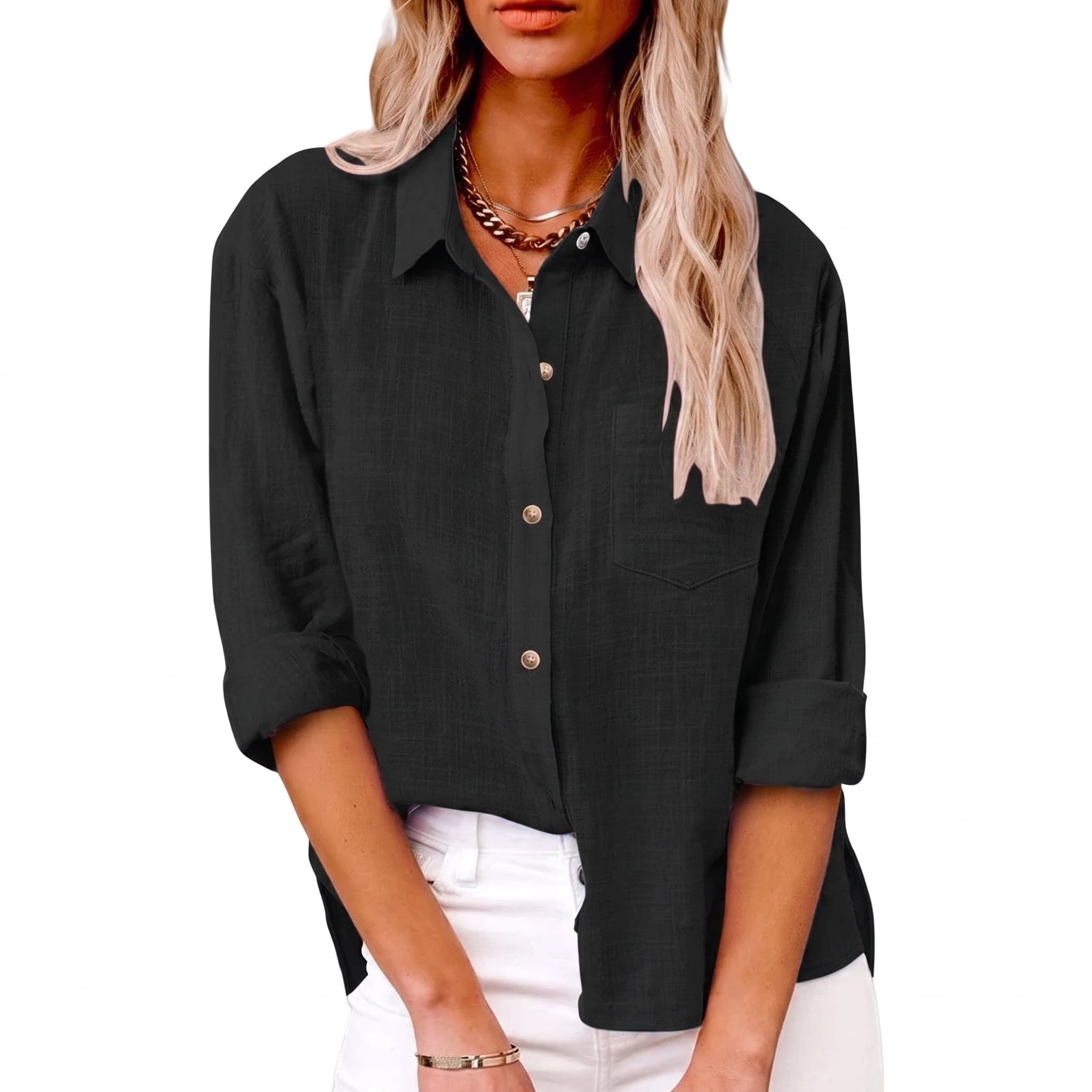 Olivia - Women's Summer Sheer Long Sleeve Point Collar Blouse