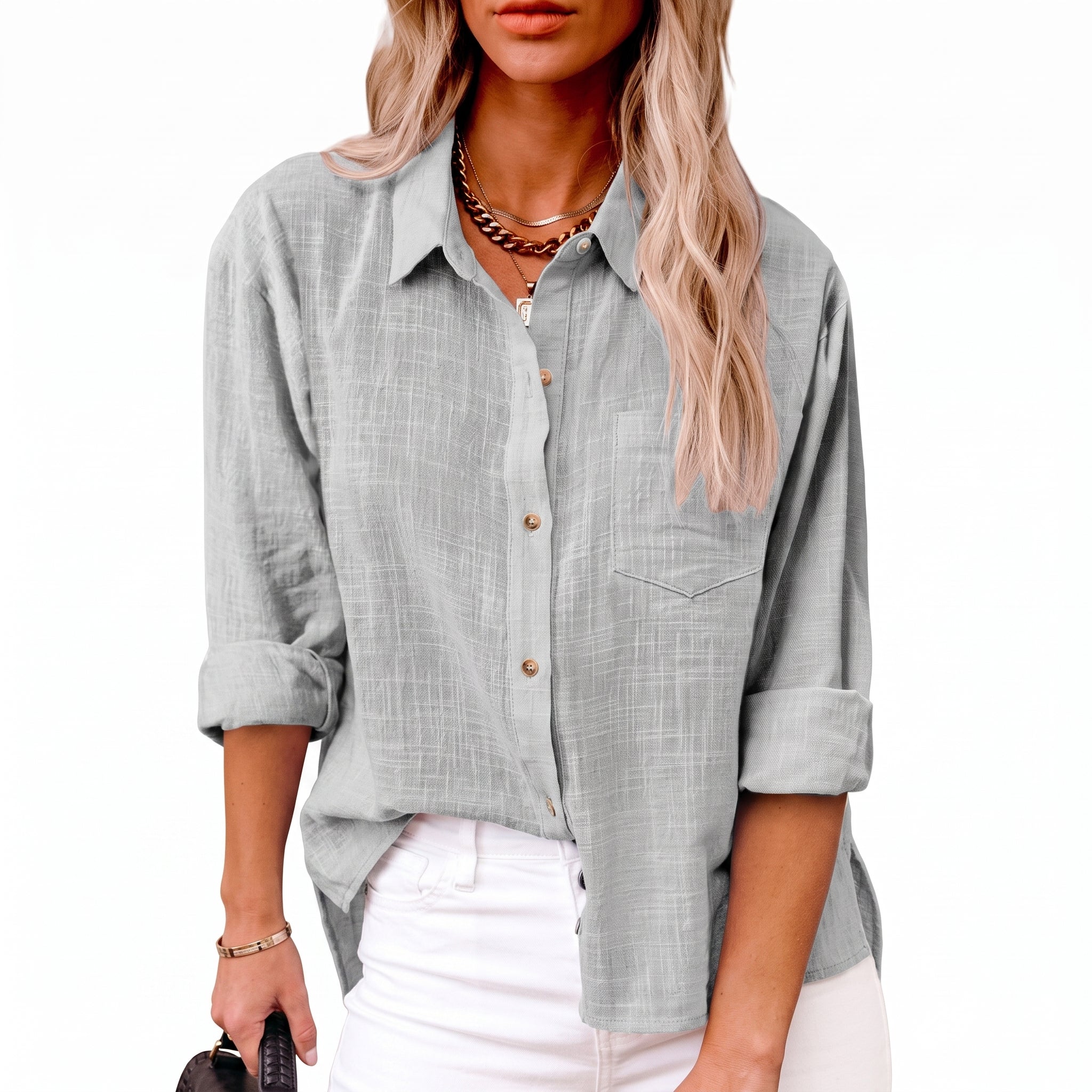 Olivia - Women's Summer Sheer Long Sleeve Point Collar Blouse