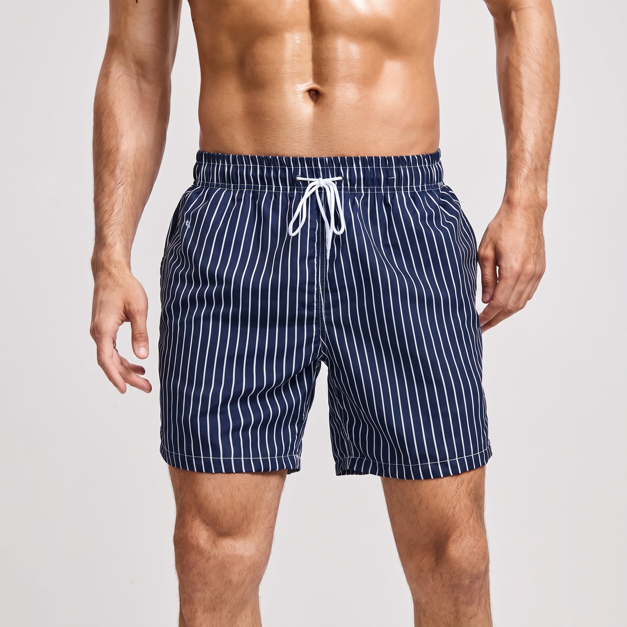 Nathan - Men's Summer Pinstripe Drawstring Swim Shorts