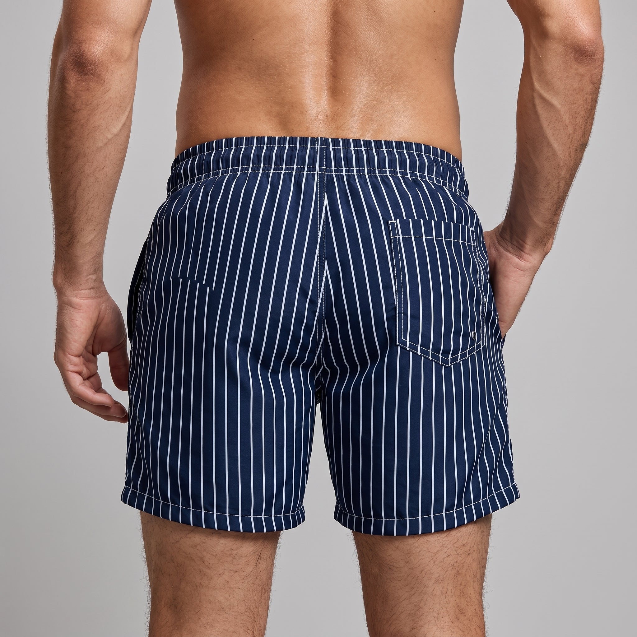 Nathan - Men's Summer Pinstripe Drawstring Swim Shorts