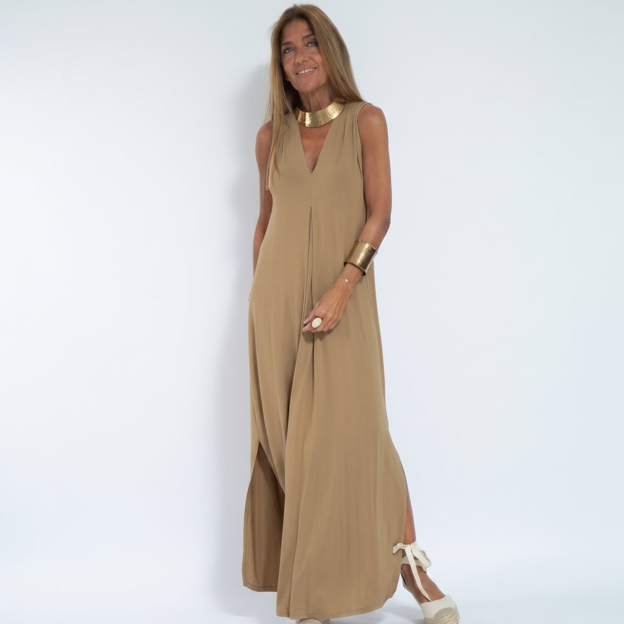 Alwine - Women's Summer Sleeveless Pleated Maxi Dress