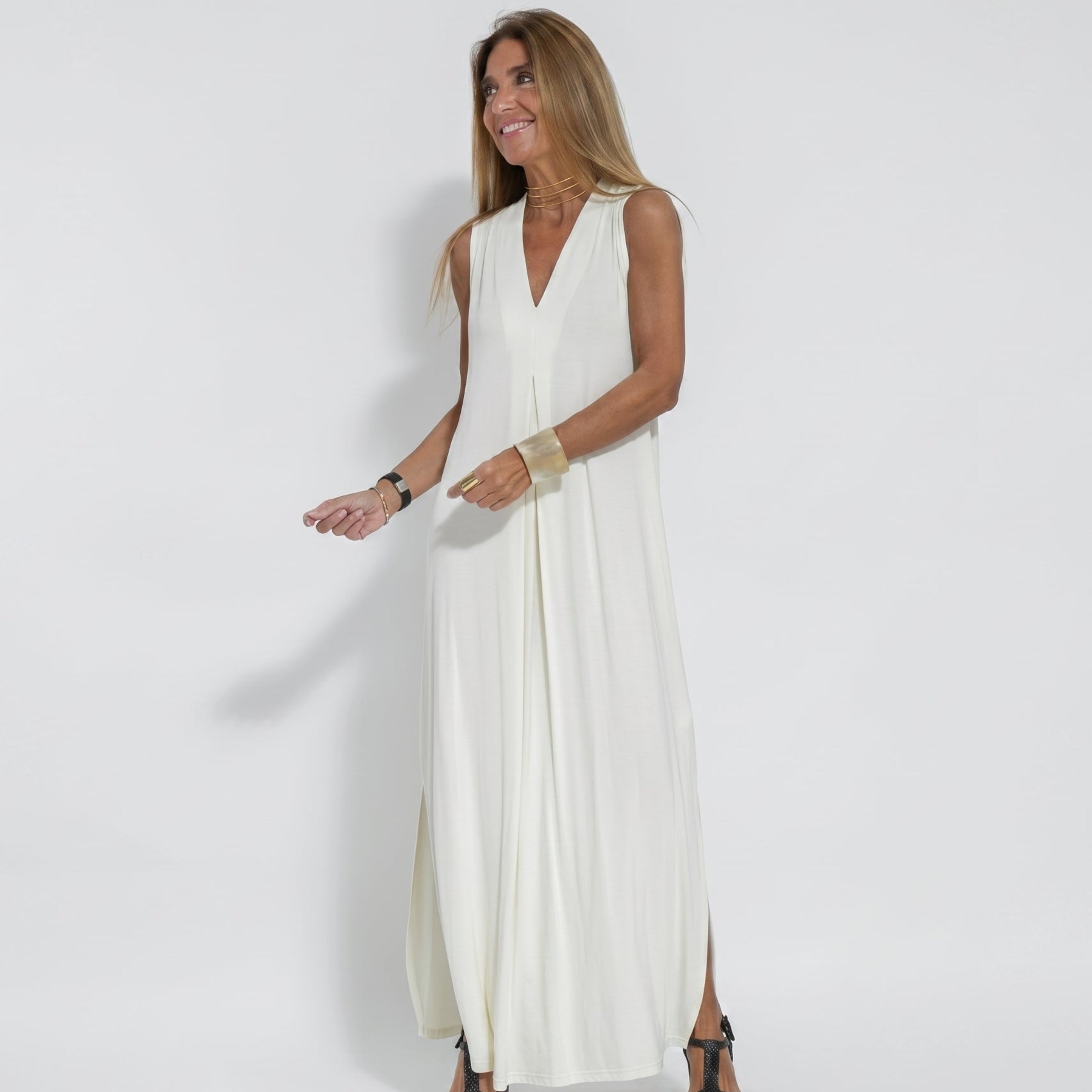 Alwine - Women's Summer Sleeveless Pleated Maxi Dress