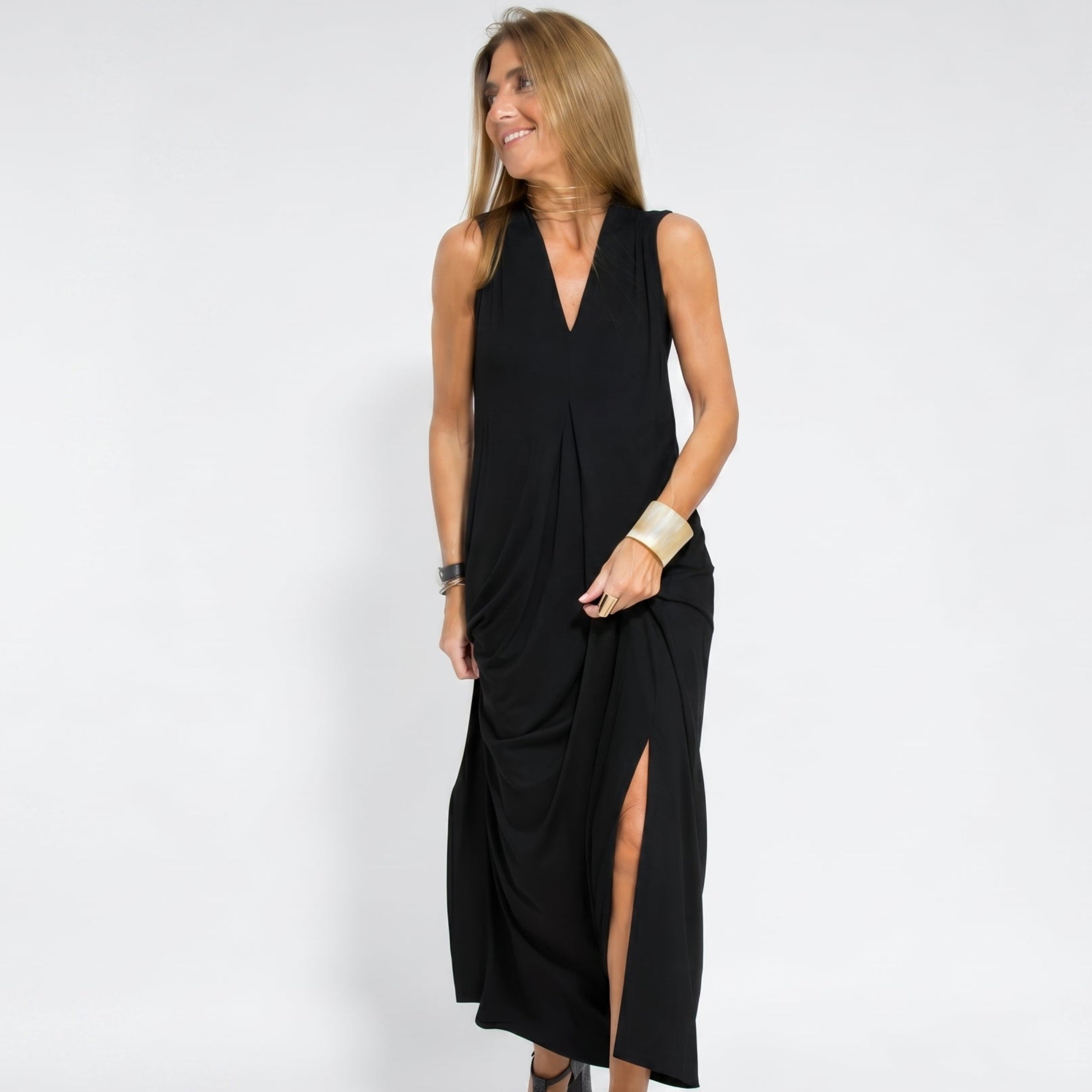 Alwine - Women's Summer Sleeveless Pleated Maxi Dress