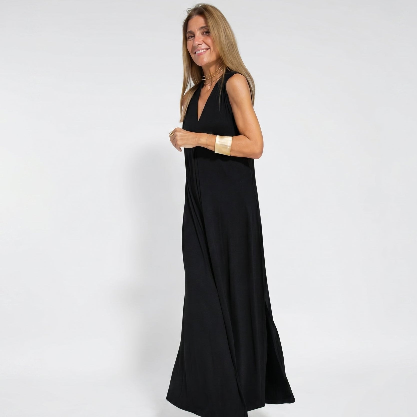Alwine - Women's Summer Sleeveless Pleated Maxi Dress