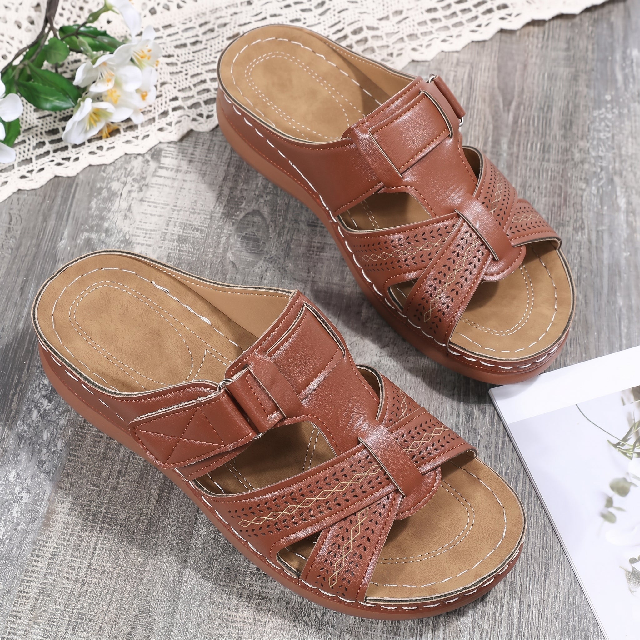 Anelie - Women's Orthopedic Slip-On Wedge Sandals