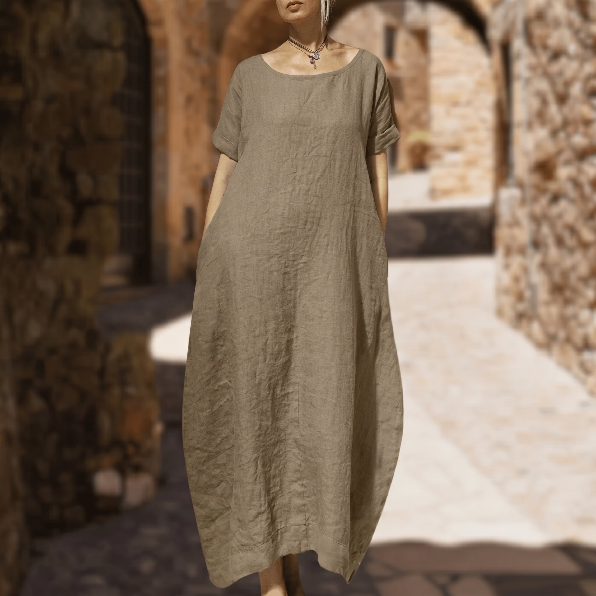 Anika - Women's Summer Relaxed Fit Round Neck Maxi Dress