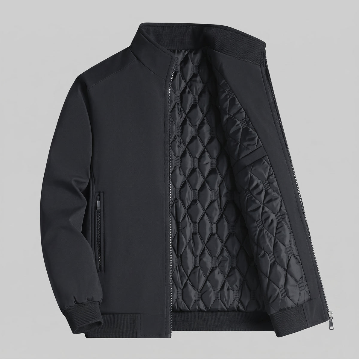 Tom - Men's Water-Resistant Quilted Jacket with Stand Collar