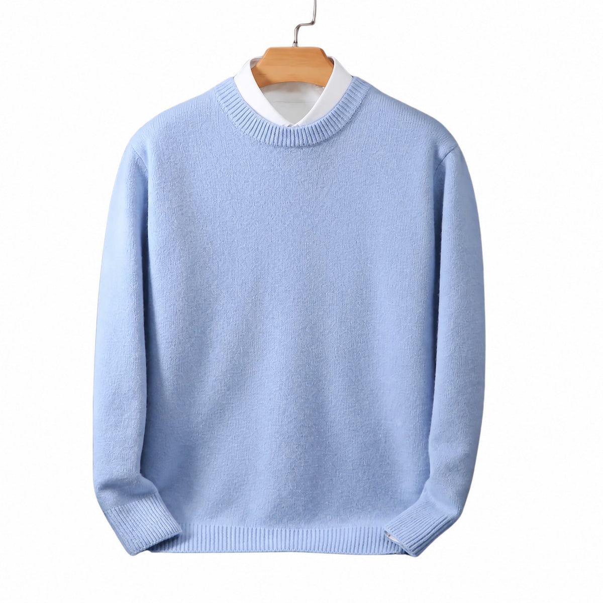 Daniel - Men's Mock Neck Layered-Look Sweater with Shirt Collar